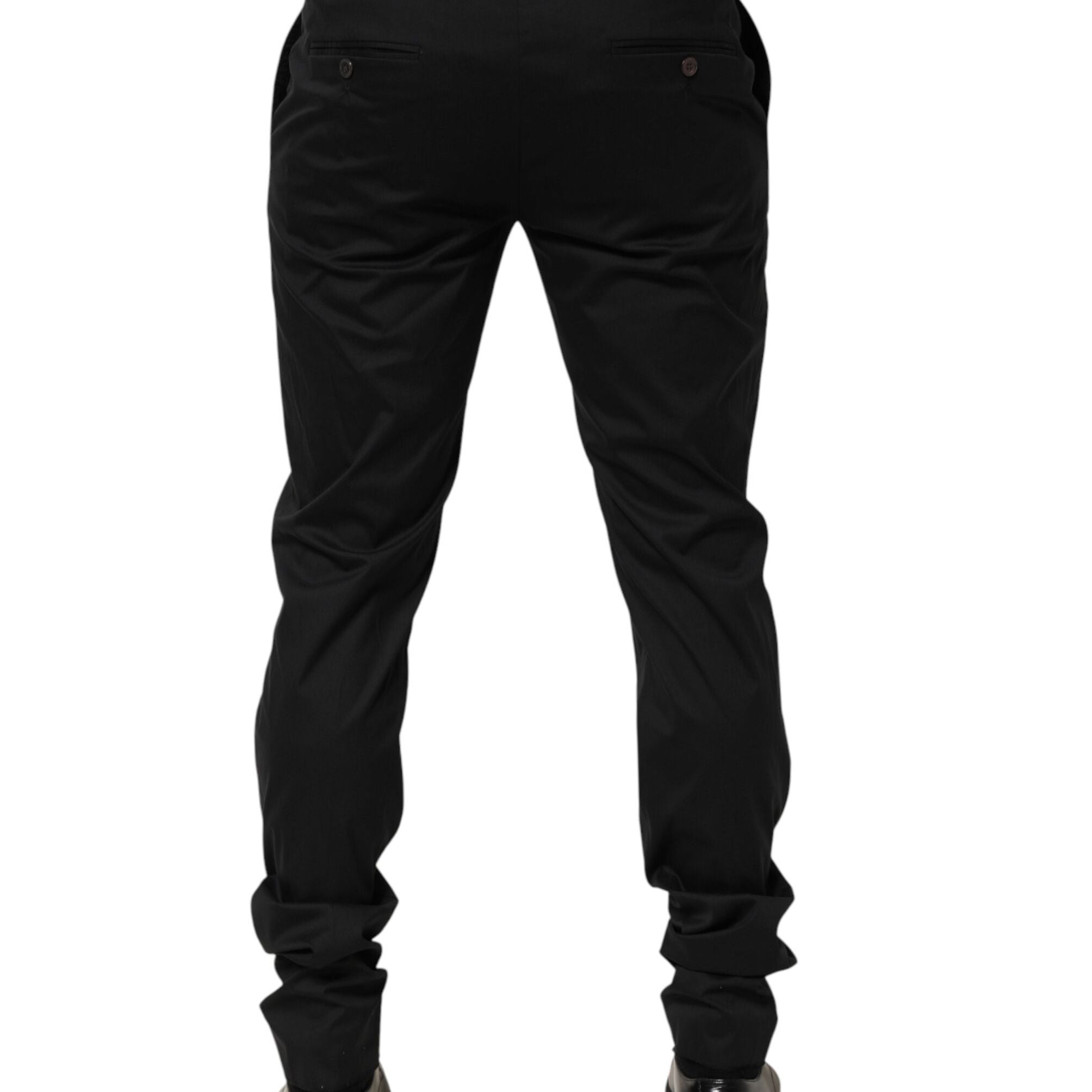 Dolce & Gabbana Black Cotton Formal Dress Men Trouser Pants