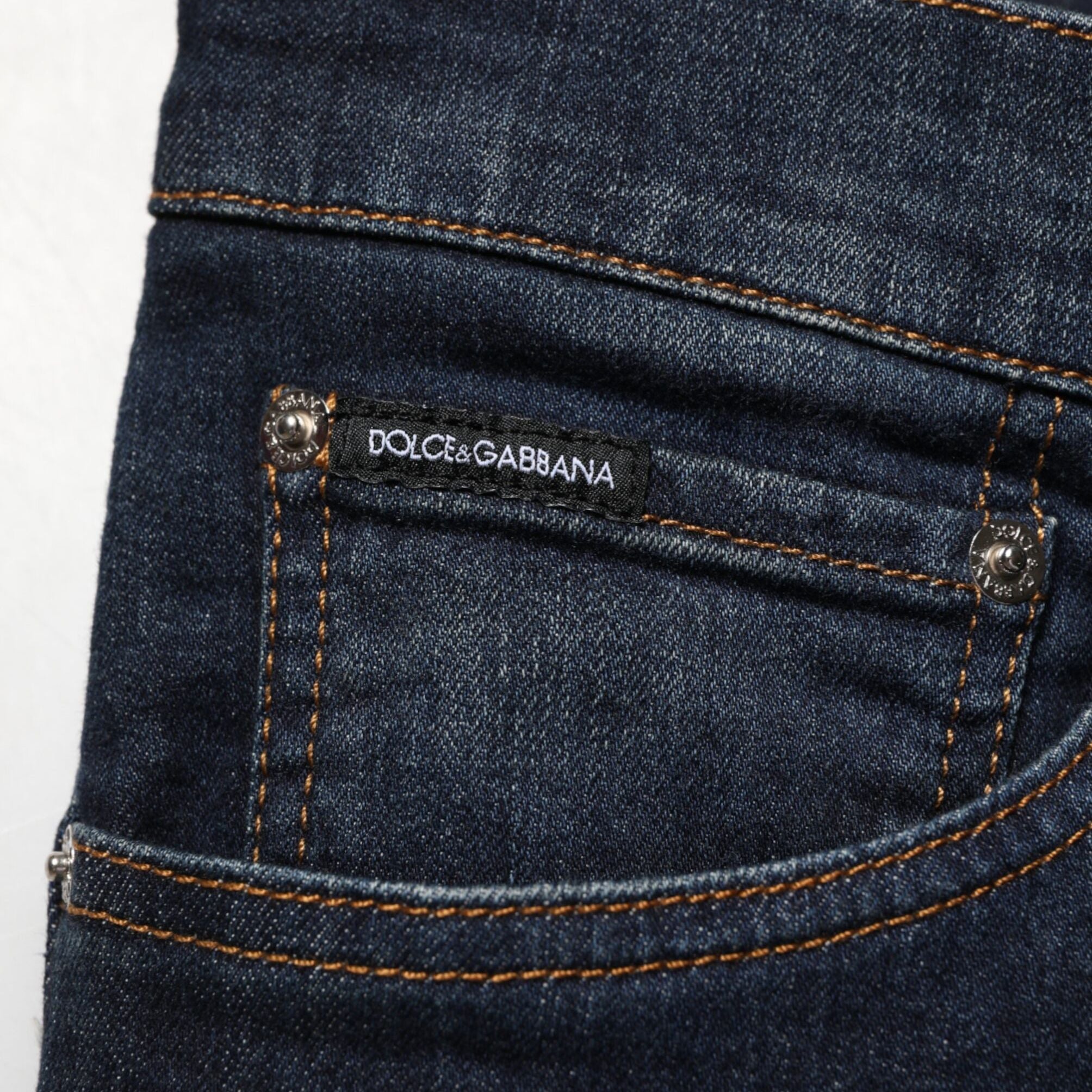 Dolce & Gabbana Dark Blue Cotton Skinny Men Denim Jeans