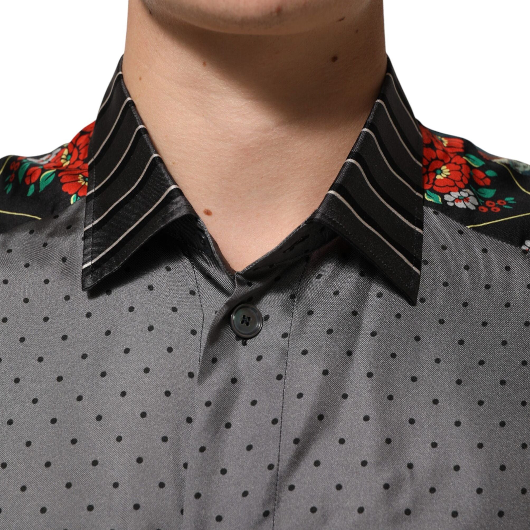 Dolce & Gabbana Multicolor Patchwork Long Sleeves Silk Shirt