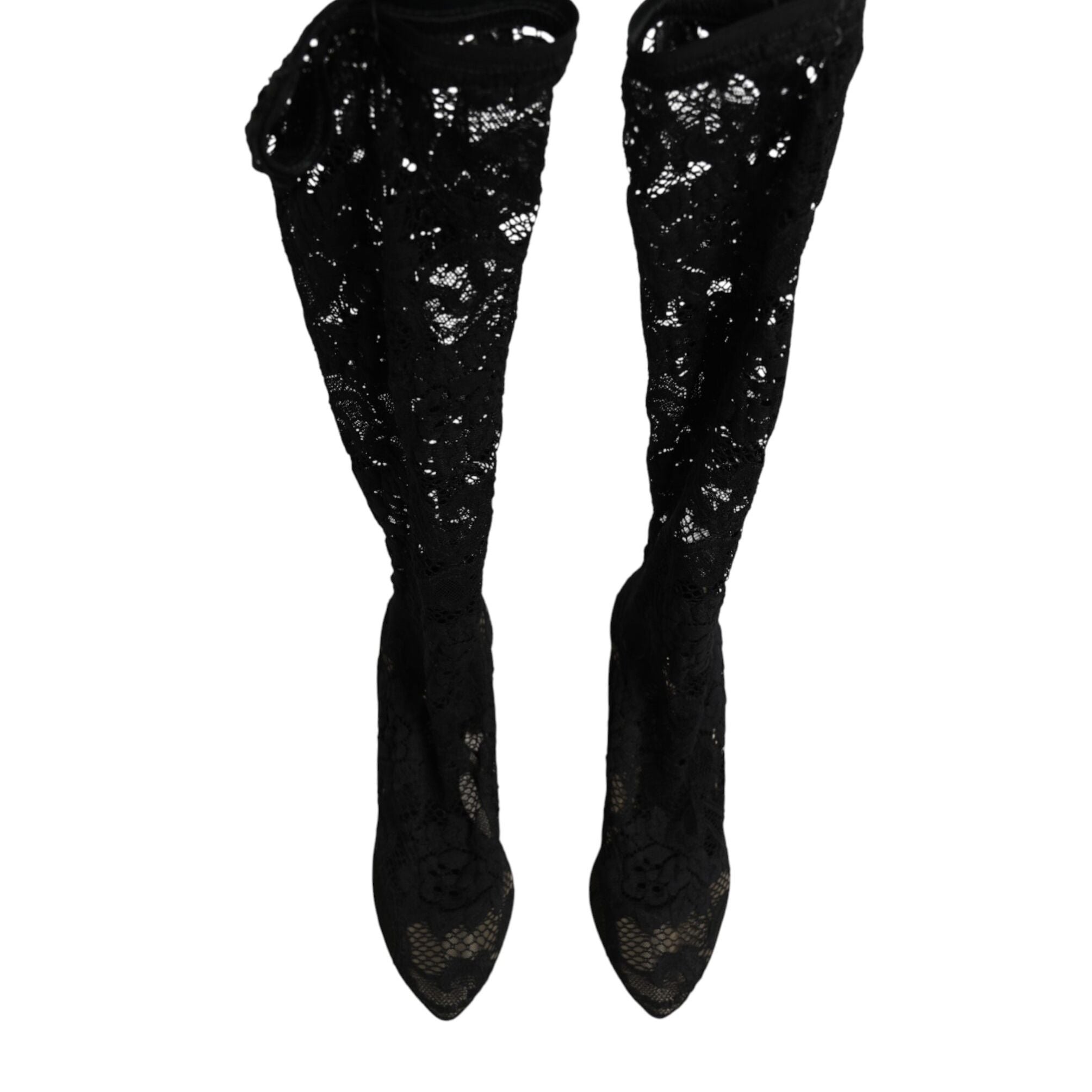 Dolce & Gabbana Black Pumps Taormina Lace Socks Boots Shoes