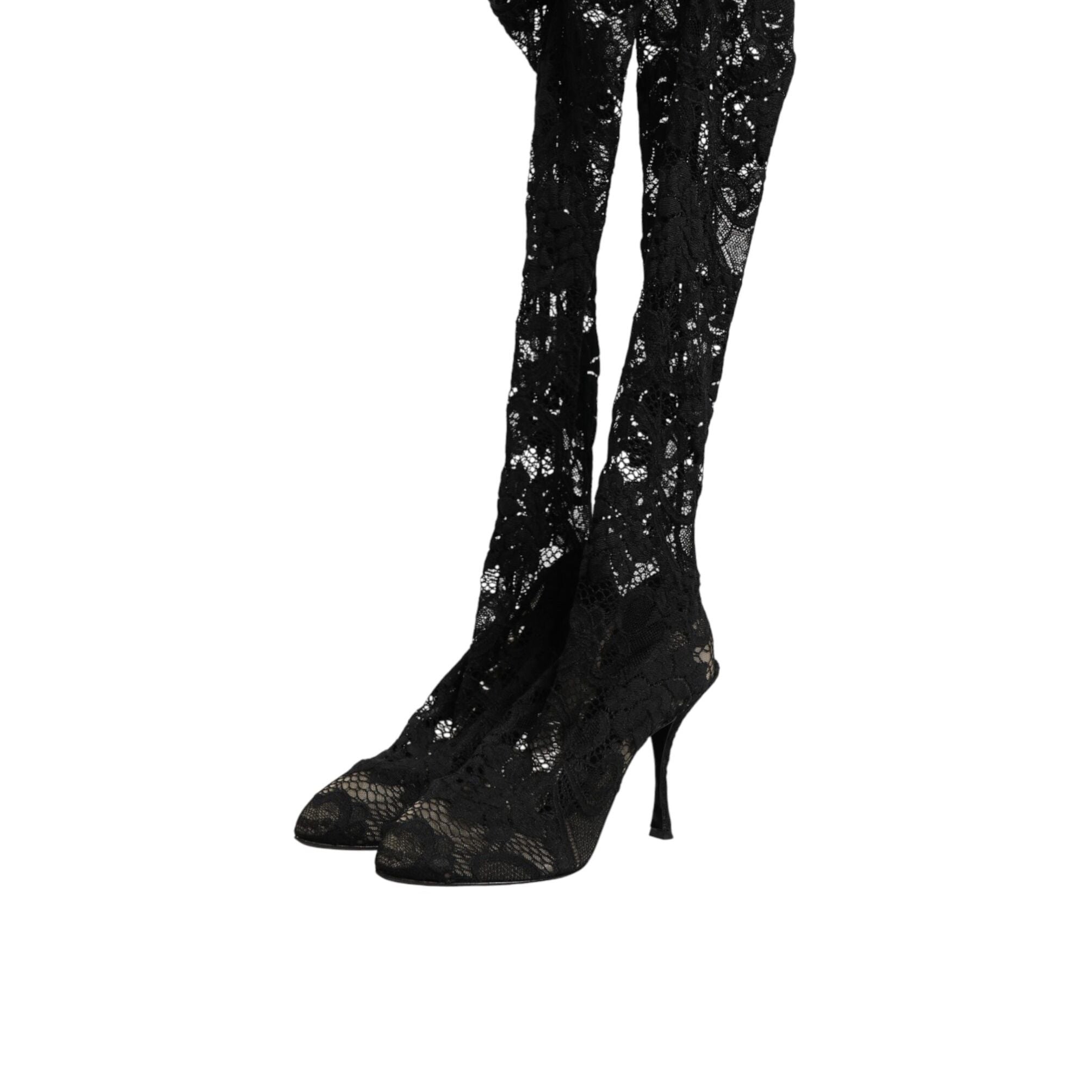 Dolce & Gabbana Black Pumps Taormina Lace Socks Boots Shoes