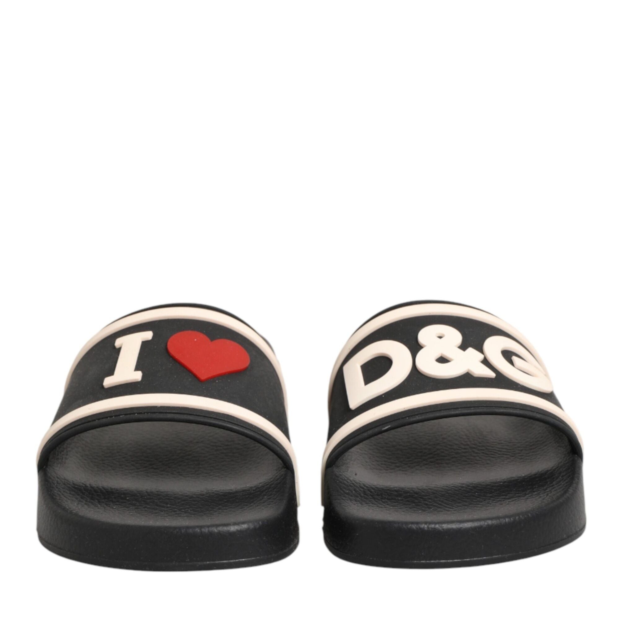 Dolce & Gabbana Black Rubber Slides Sandals Beachwear Shoes
