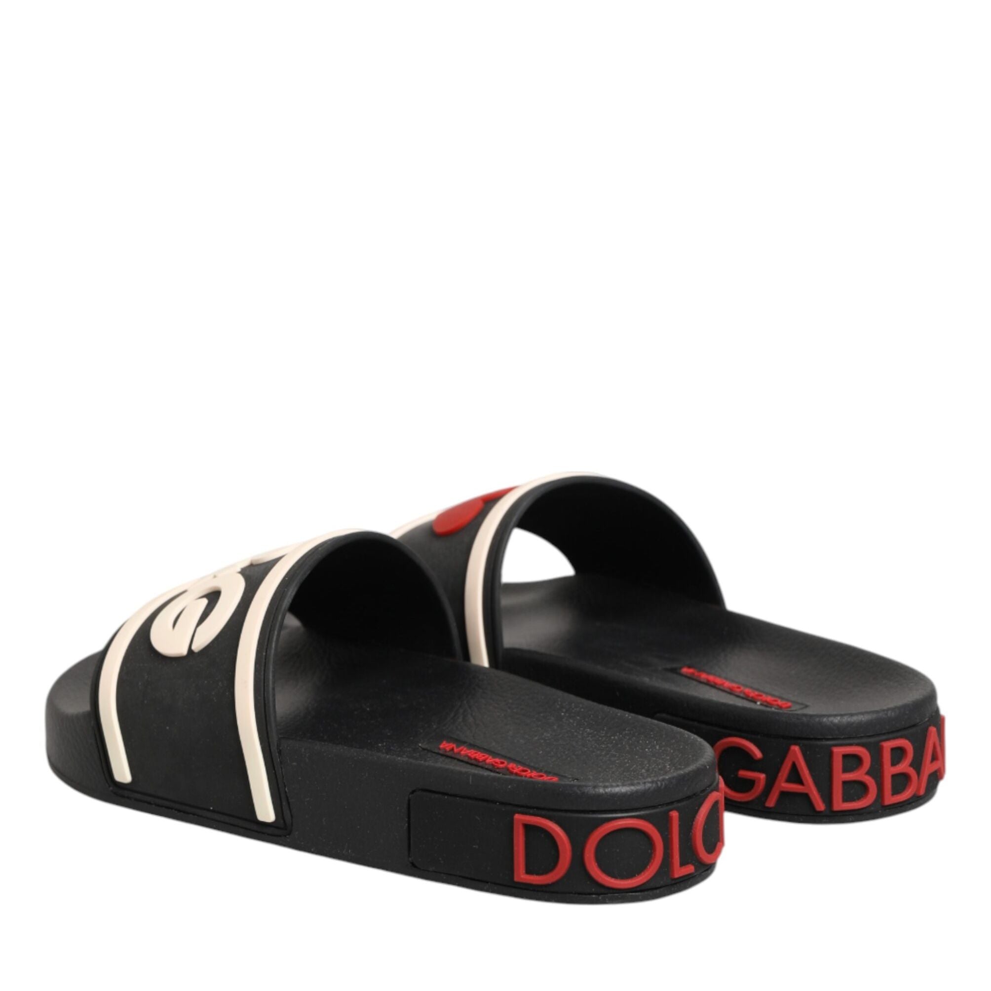 Dolce & Gabbana Black Rubber Slides Sandals Beachwear Shoes