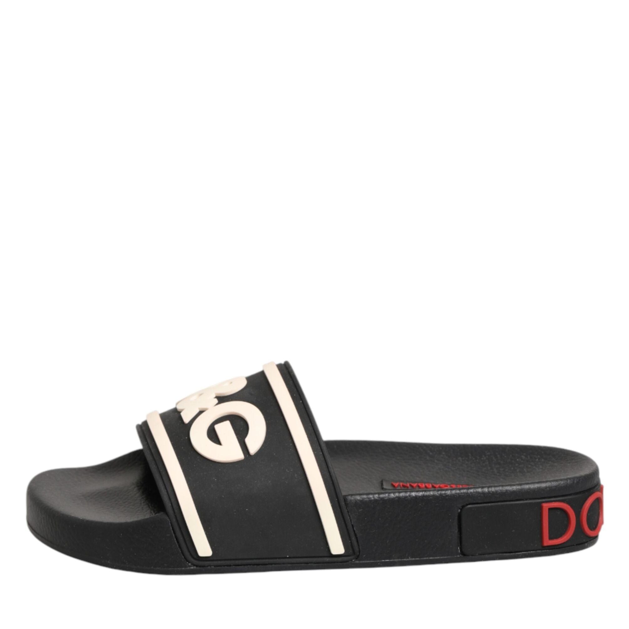 Dolce & Gabbana Black Rubber Slides Sandals Beachwear Shoes