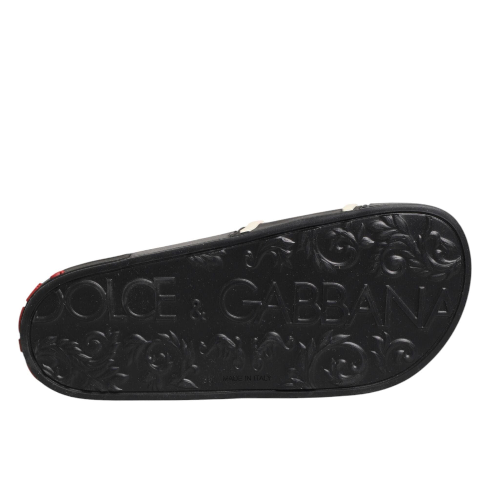 Dolce & Gabbana Black Rubber Slides Sandals Beachwear Shoes