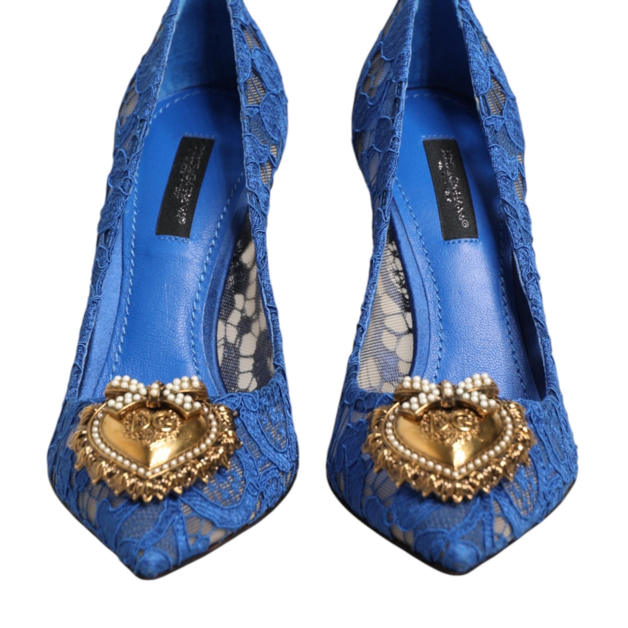 Dolce & Gabbana Blue Taormina Lace DEVOTION Pumps Shoes \