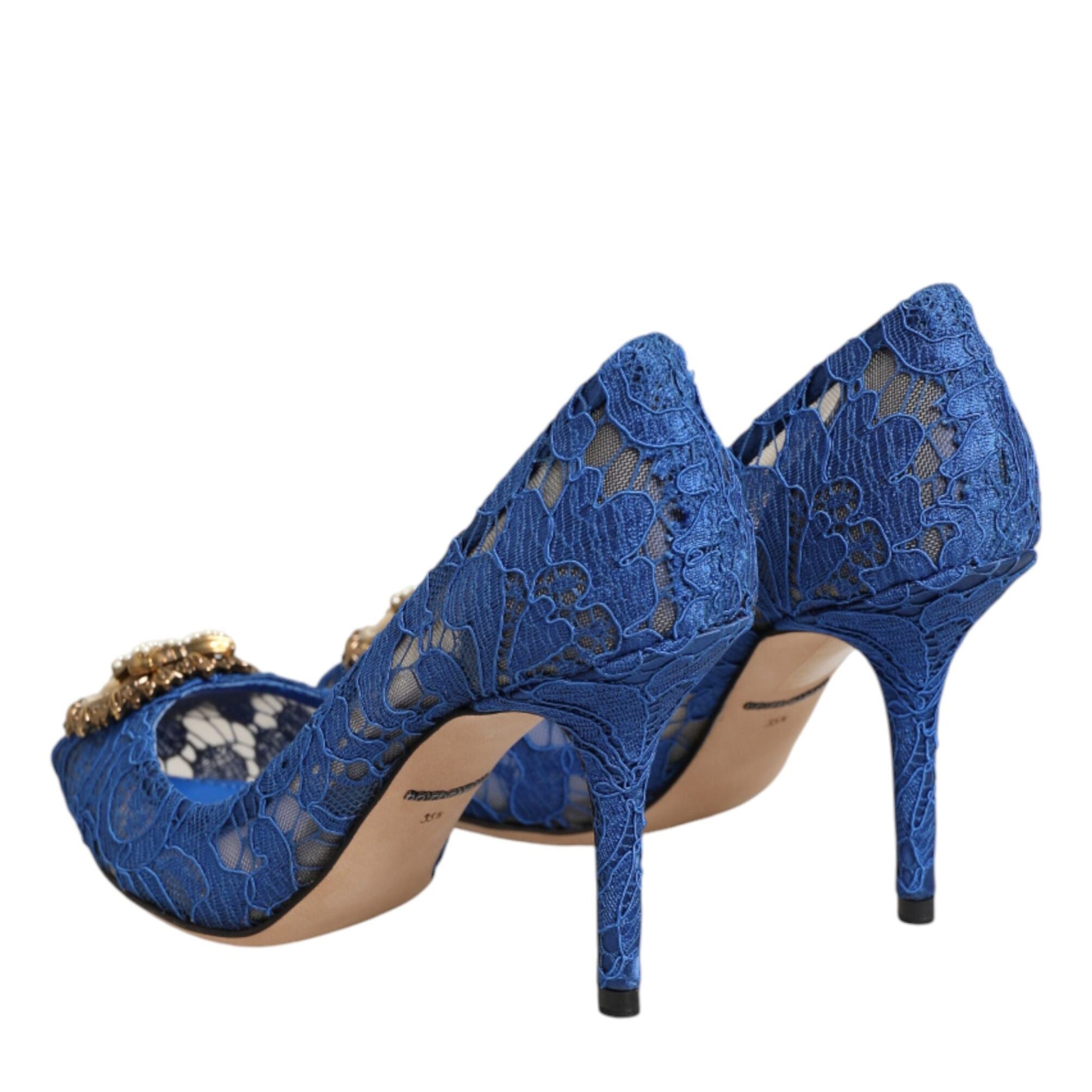 Dolce & Gabbana Blue Taormina Lace DEVOTION Pumps Shoes \