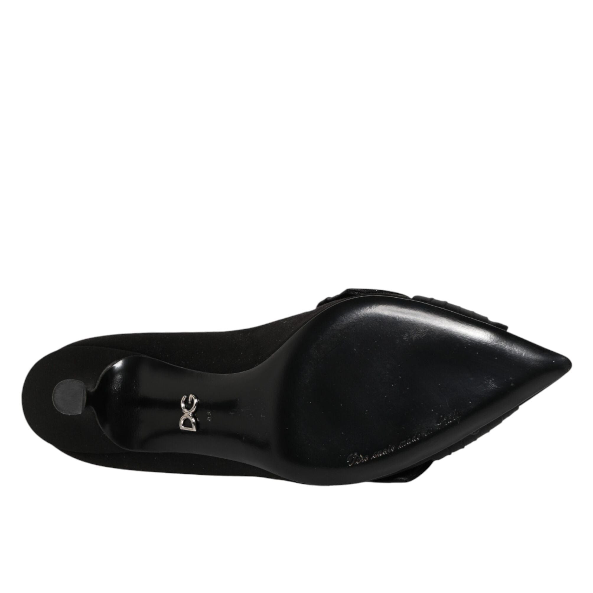 Dolce & Gabbana Black Satin Bow Crystal Embellishment Pumps Shoes