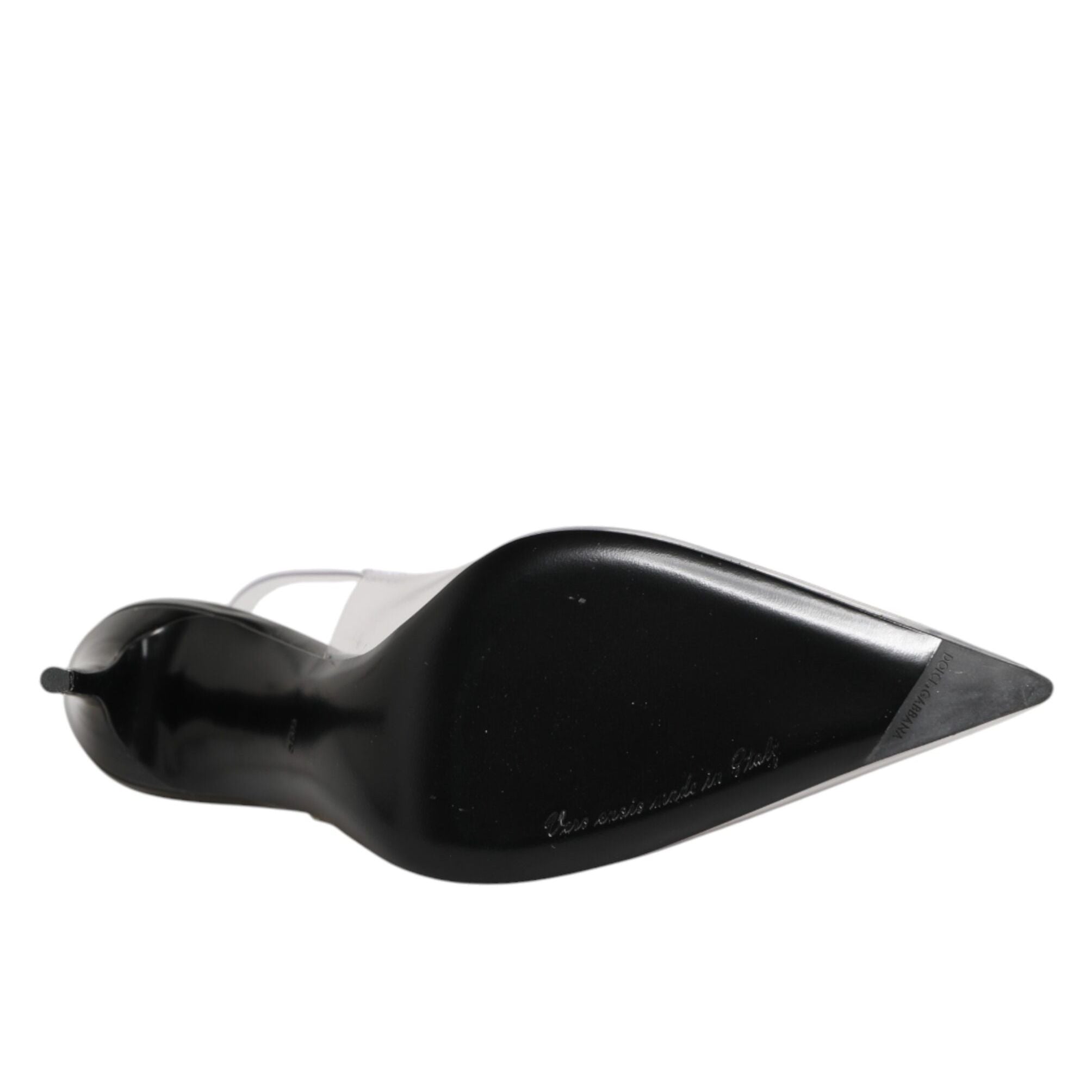 Dolce & Gabbana Black Leather Clear PVC Slingback Pumps Shoes