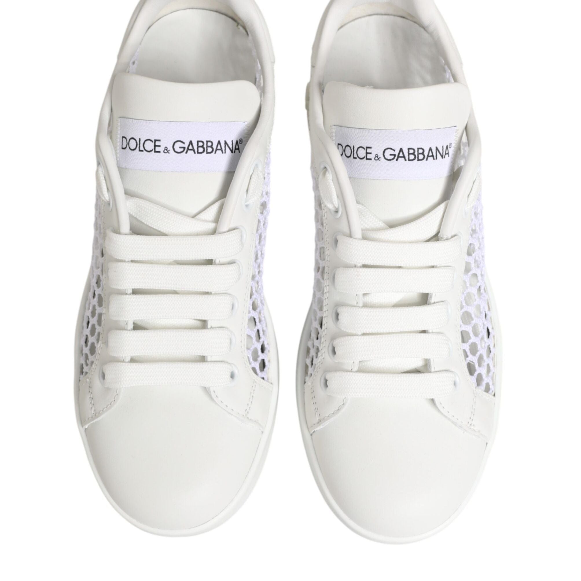 Dolce & Gabbana White Mesh Inserts Low Top Sneakers Shoes