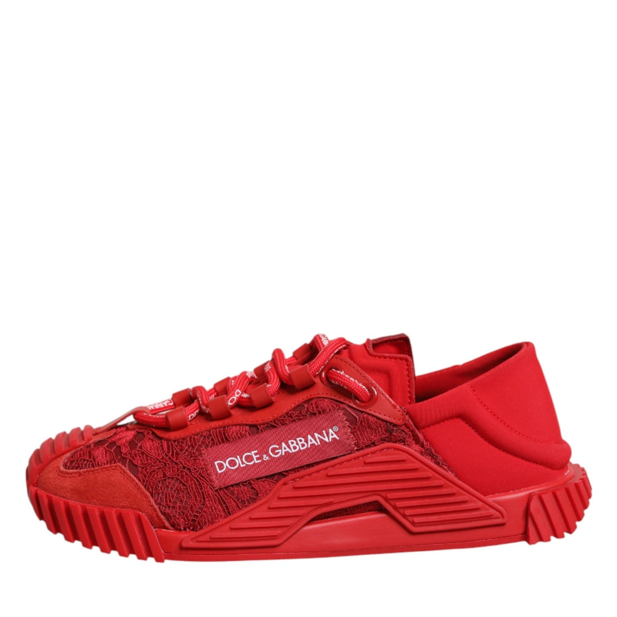 Dolce & Gabbana Red Logo Lace Low Top NS1 Sneakers Shoes