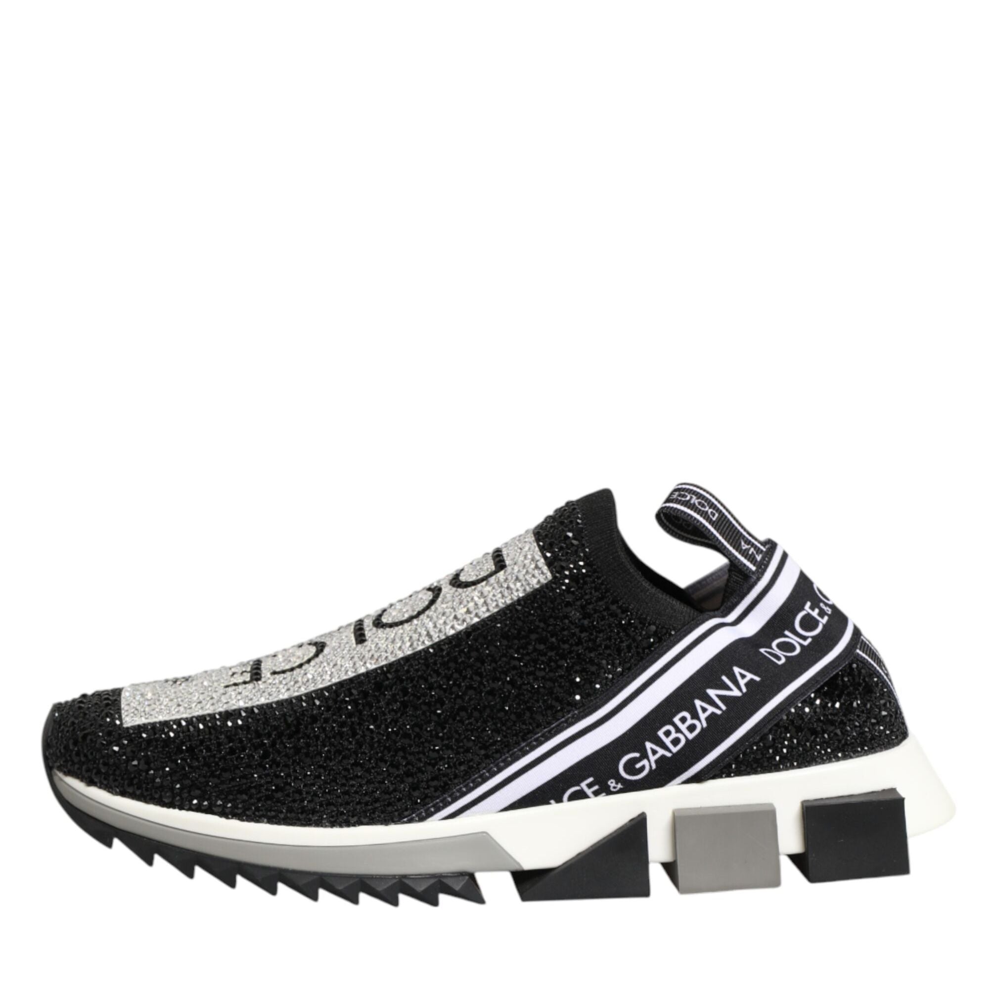 Dolce & Gabbana Black Silver Slip On Sorrento Sneakers Shoes
