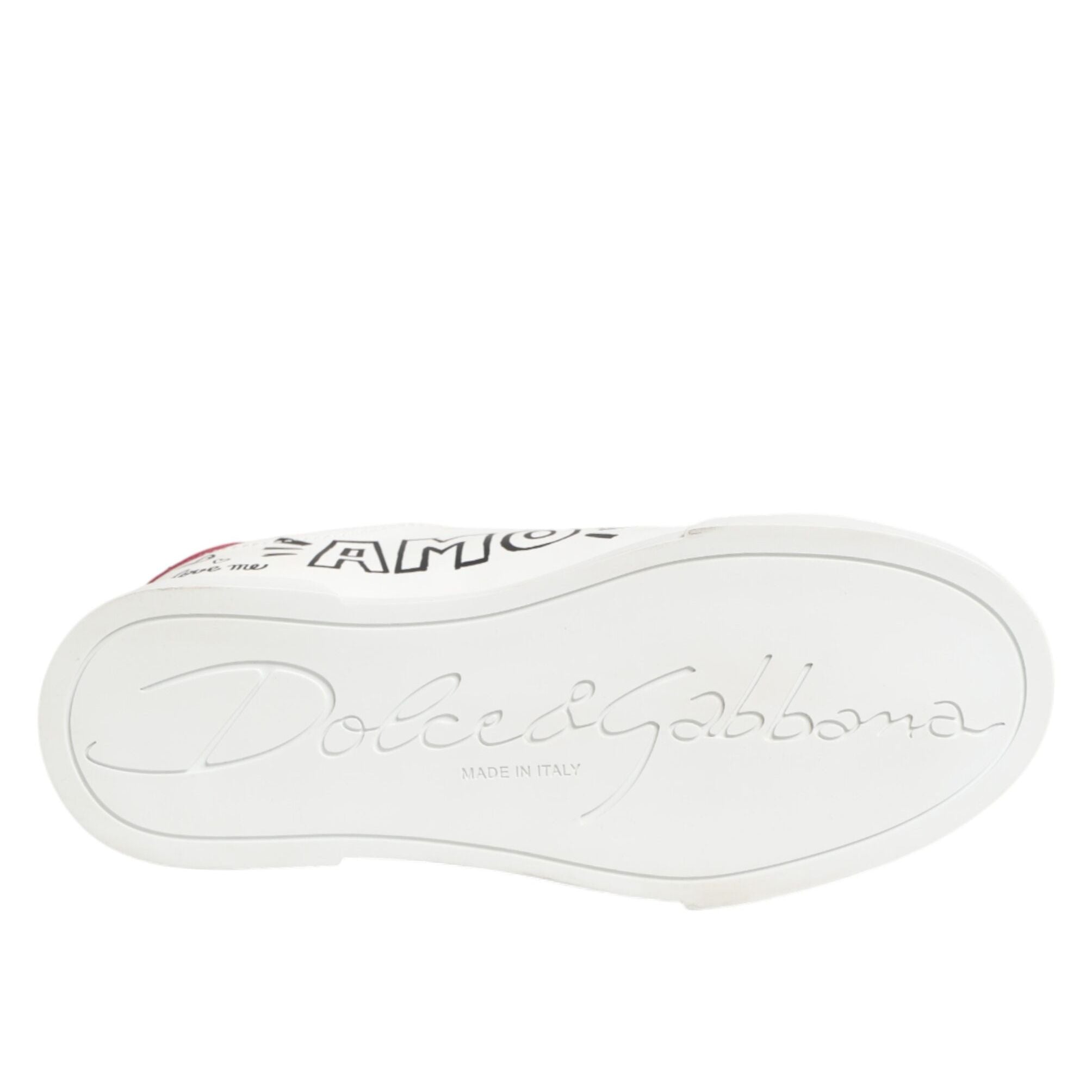 Dolce & Gabbana White Leather Graffiti Low Top Sneakers Shoes