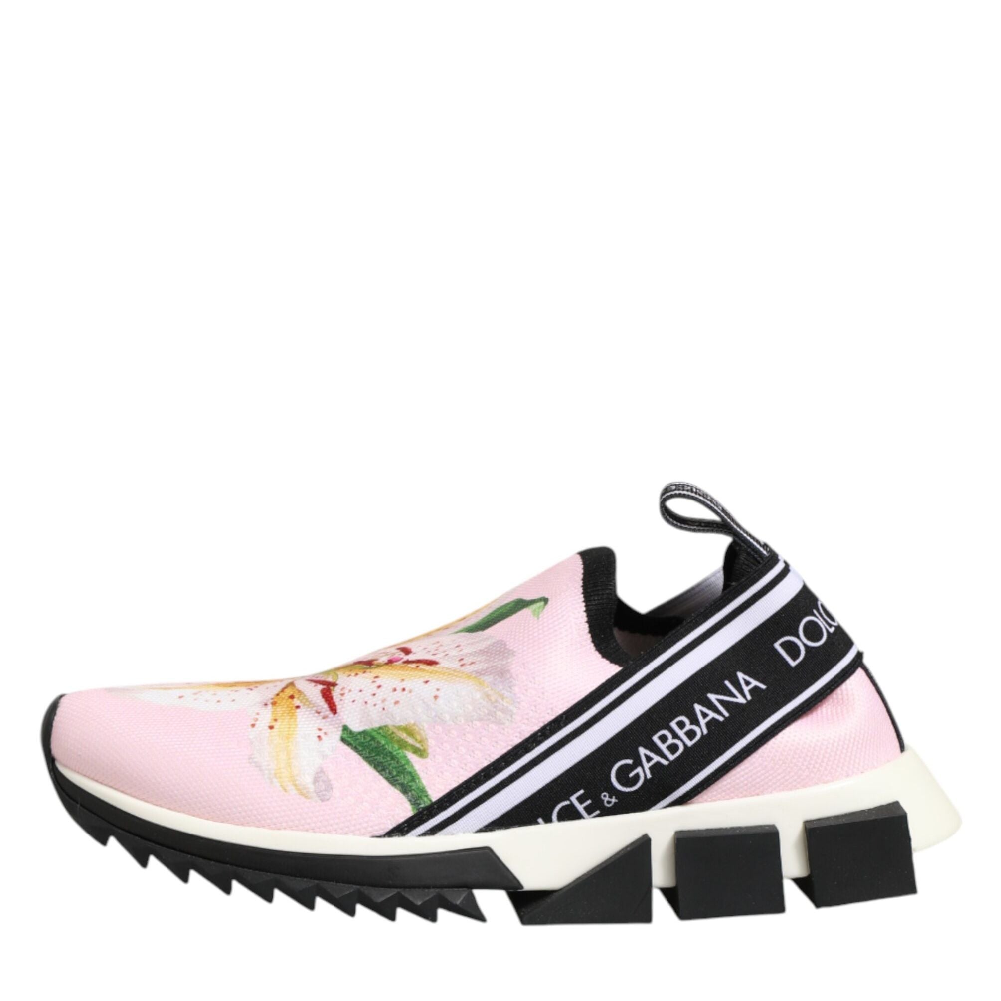 Dolce & Gabbana Pink Floral Sorrento Low Top Sneakers Shoes