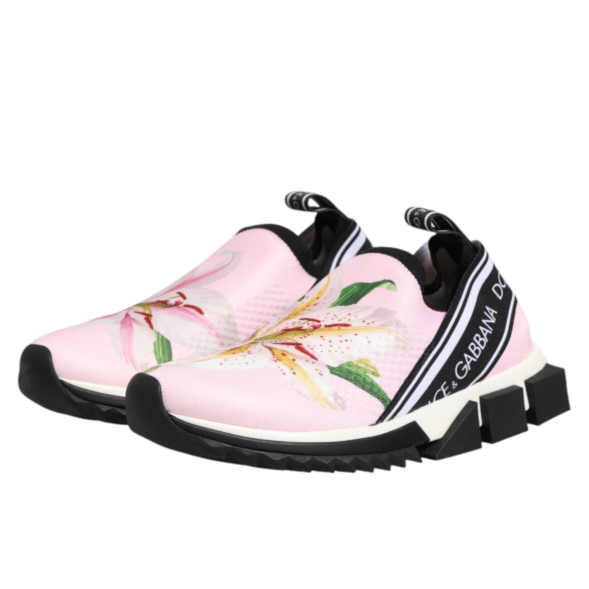 Dolce & Gabbana Pink Floral Sorrento Low Top Sneakers Shoes