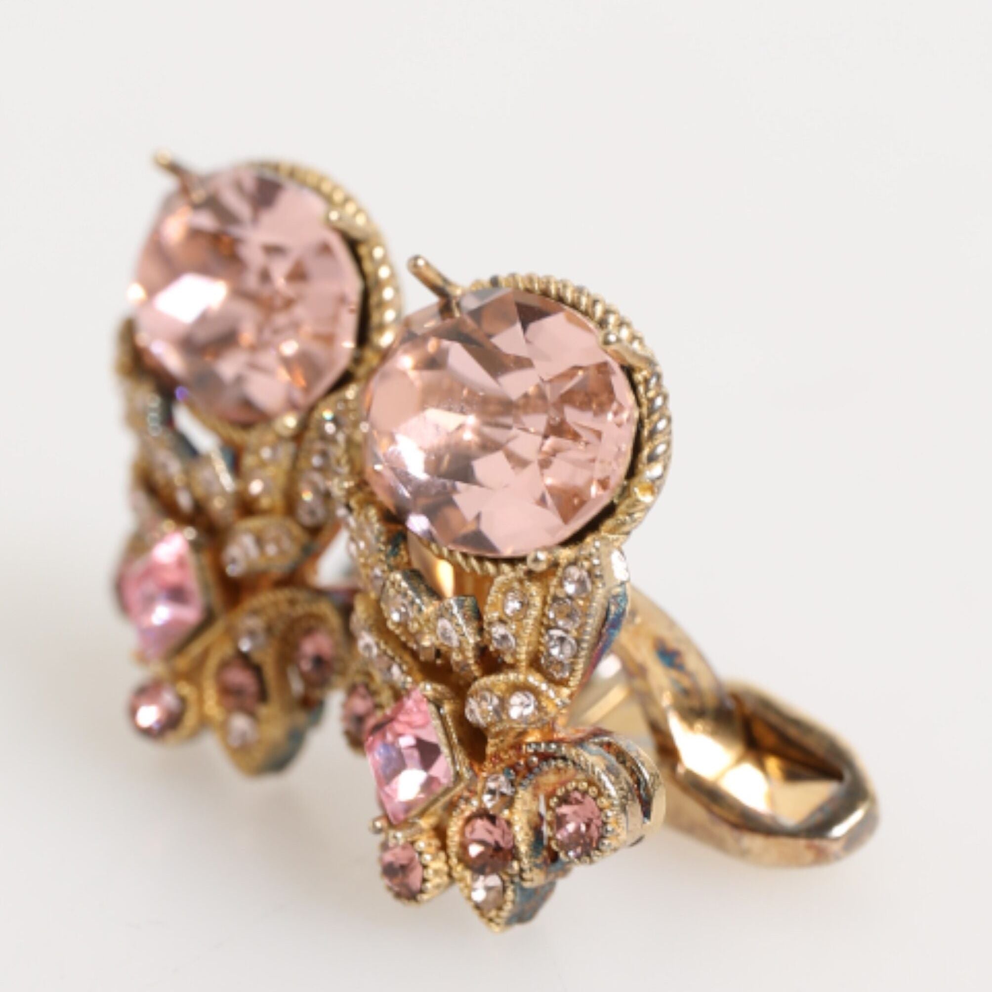 Dolce & Gabbana Gold Tone 925 Sterling Silver Crystal Accessory Cufflinks