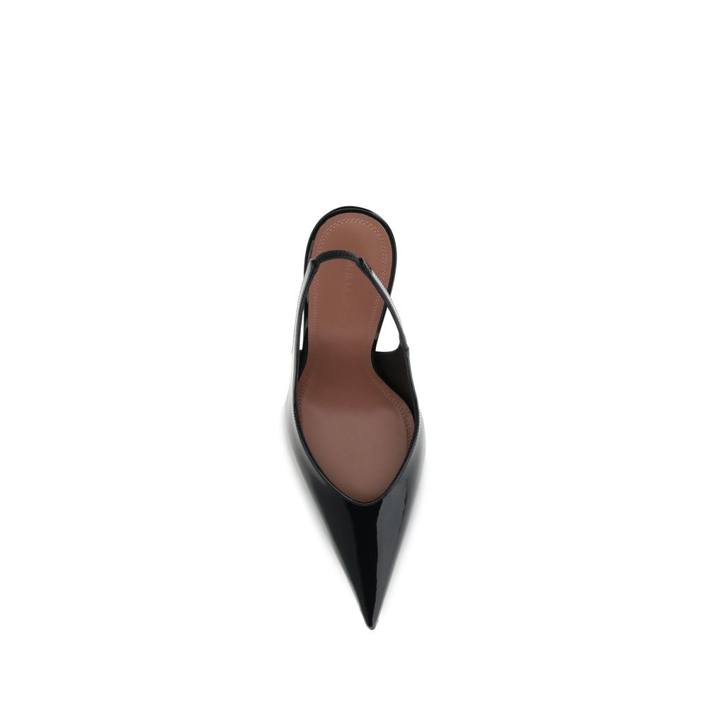 Amina Muaddi Black Leather Pumps