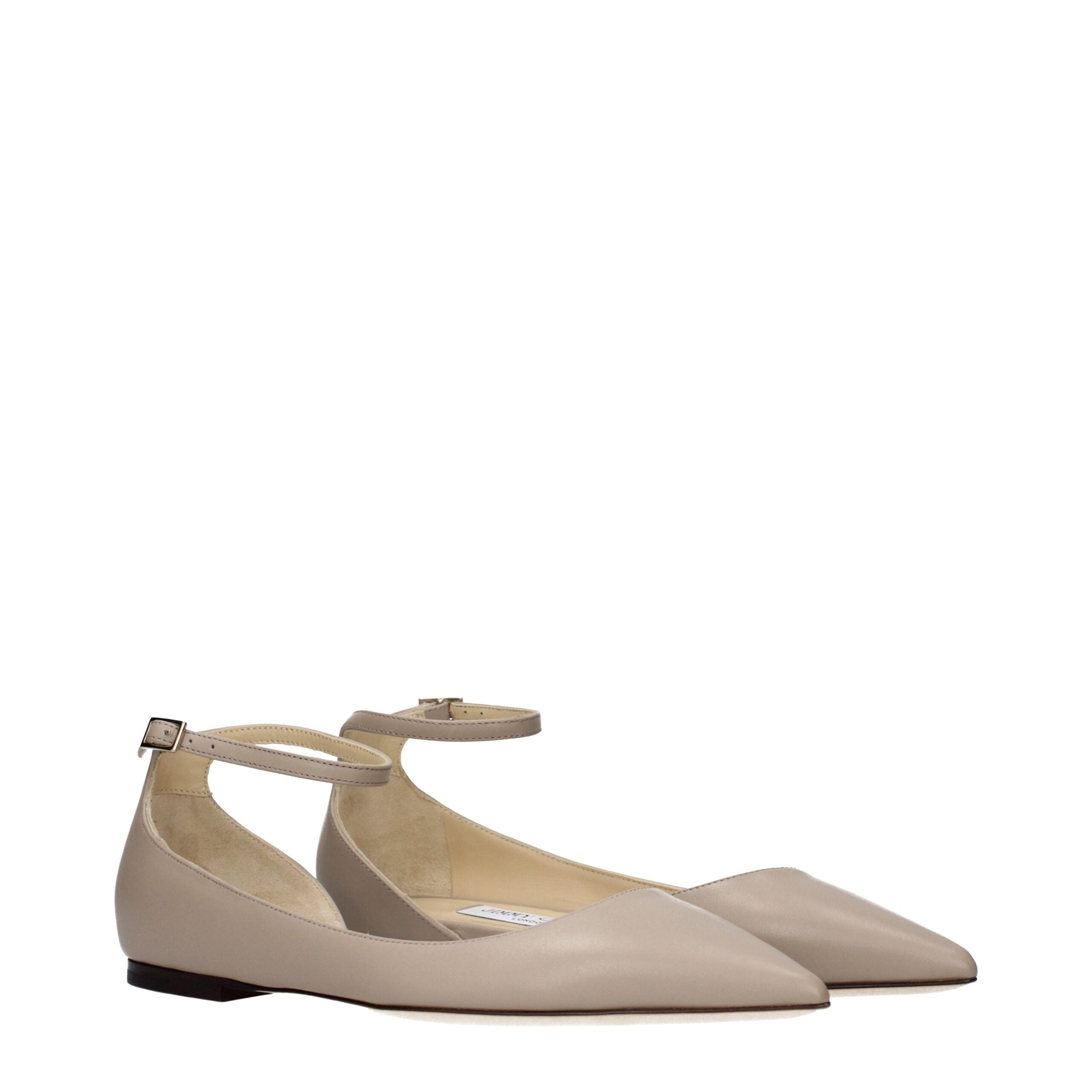 Jimmy Choo Gray Leather Ballet Flats