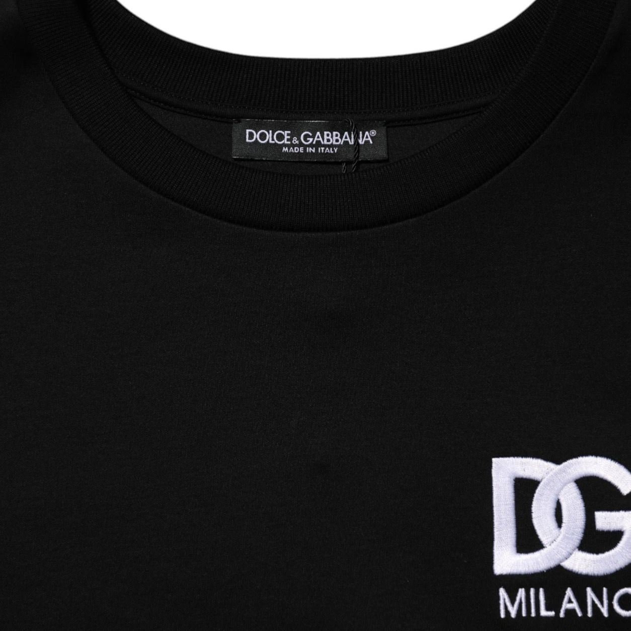 Dolce & Gabbana Black Cotton DG Logo Embroidery Top T-shirt