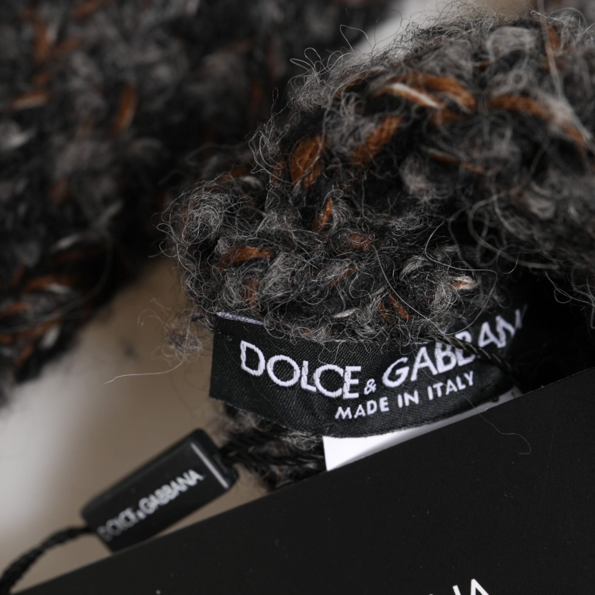 Dolce & Gabbana Gray Virgin Wool Knitted Fingerless Men Gloves