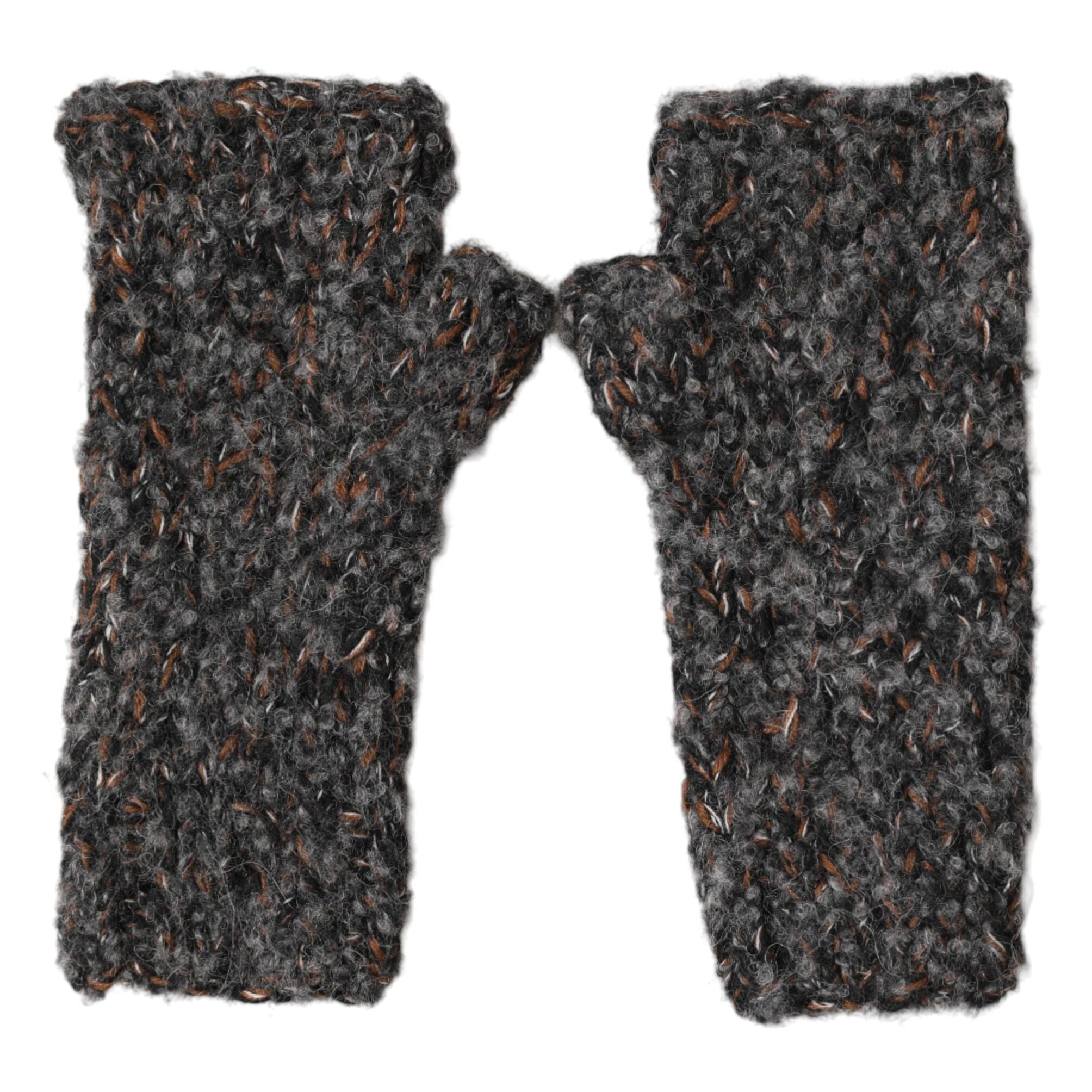 Dolce & Gabbana Gray Virgin Wool Knitted Fingerless Men Gloves