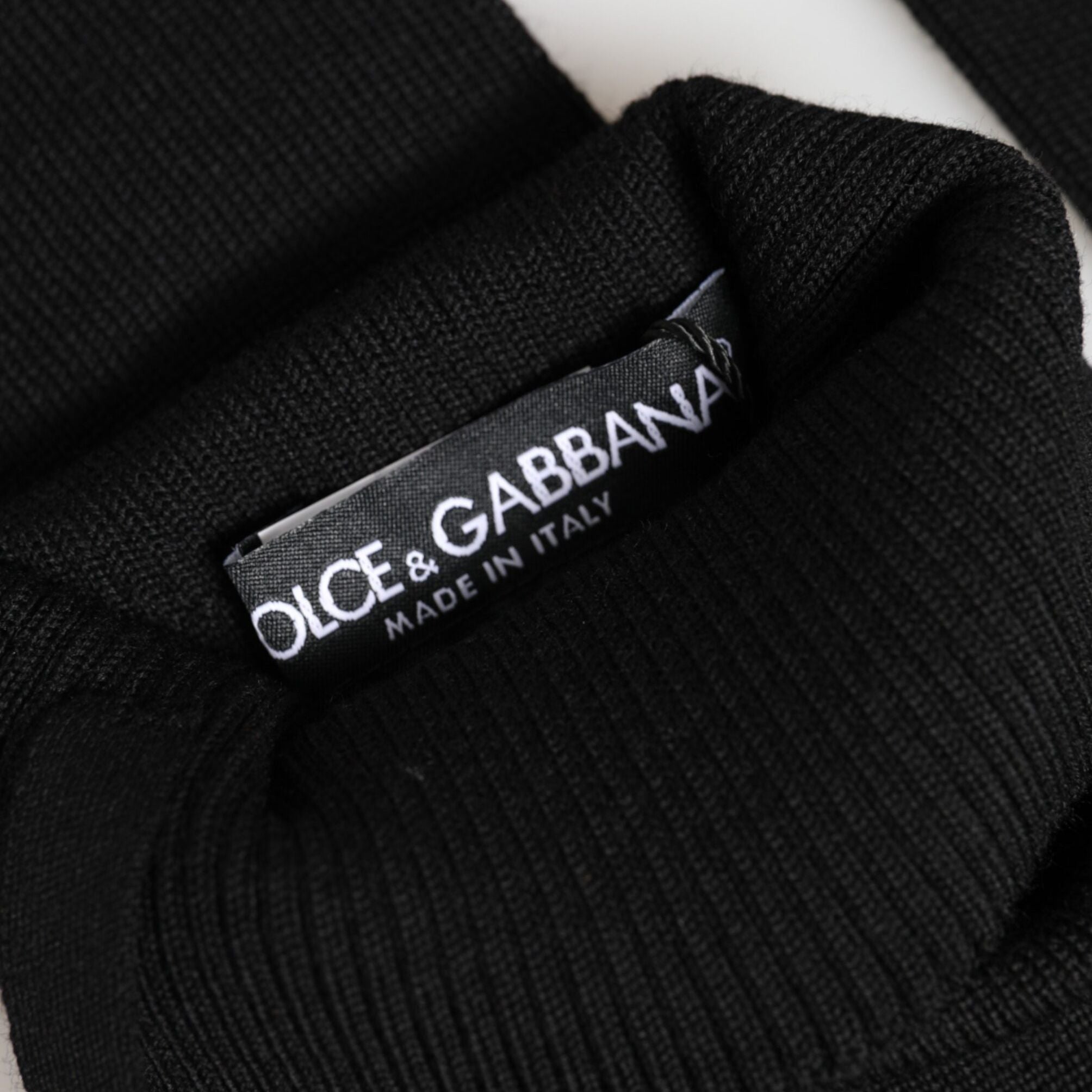 Dolce & Gabbana Black Virgin Wool Knitted Fingerless Men Gloves