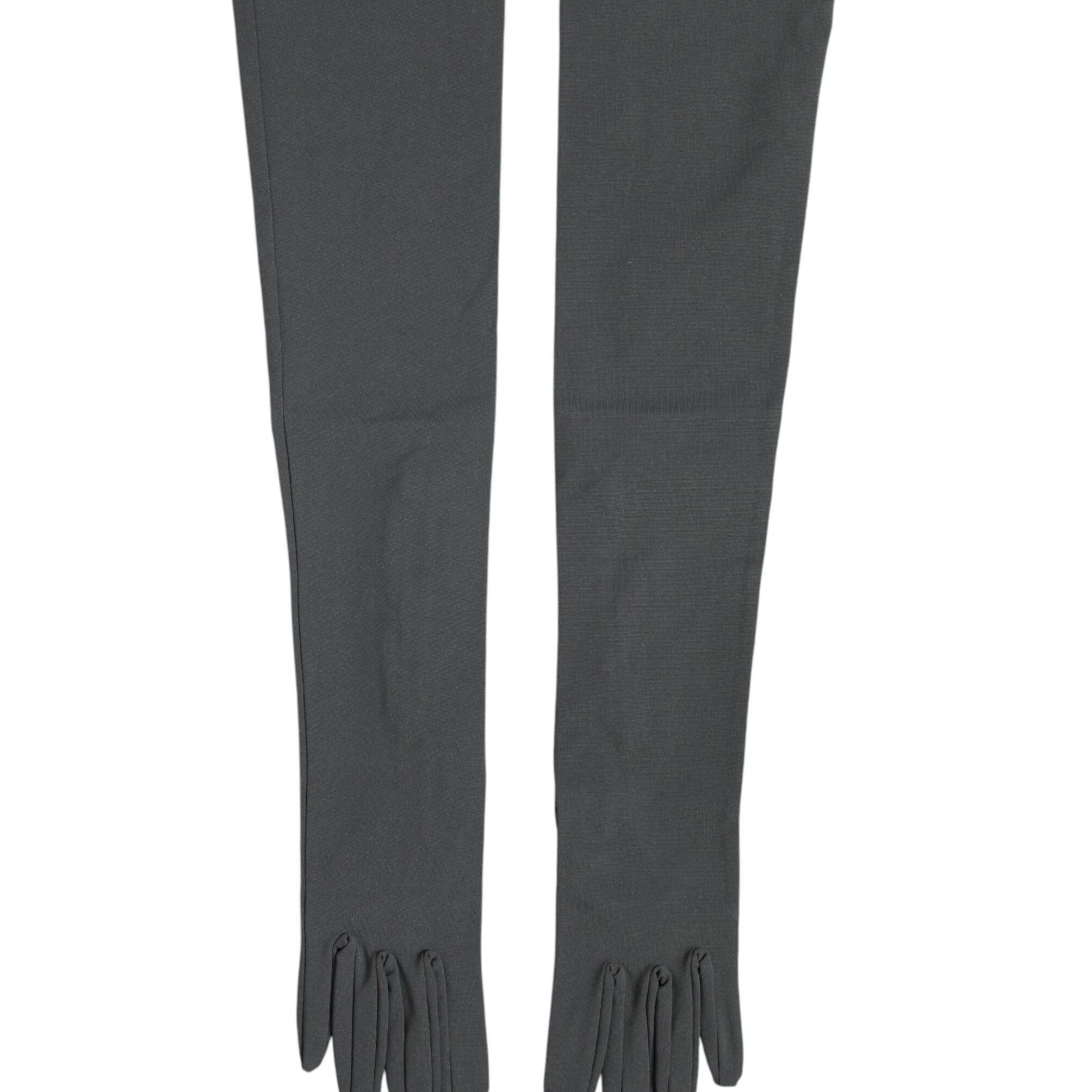 Dolce & Gabbana Dark Gray Viscose Elbow Length Mitten Men Gloves