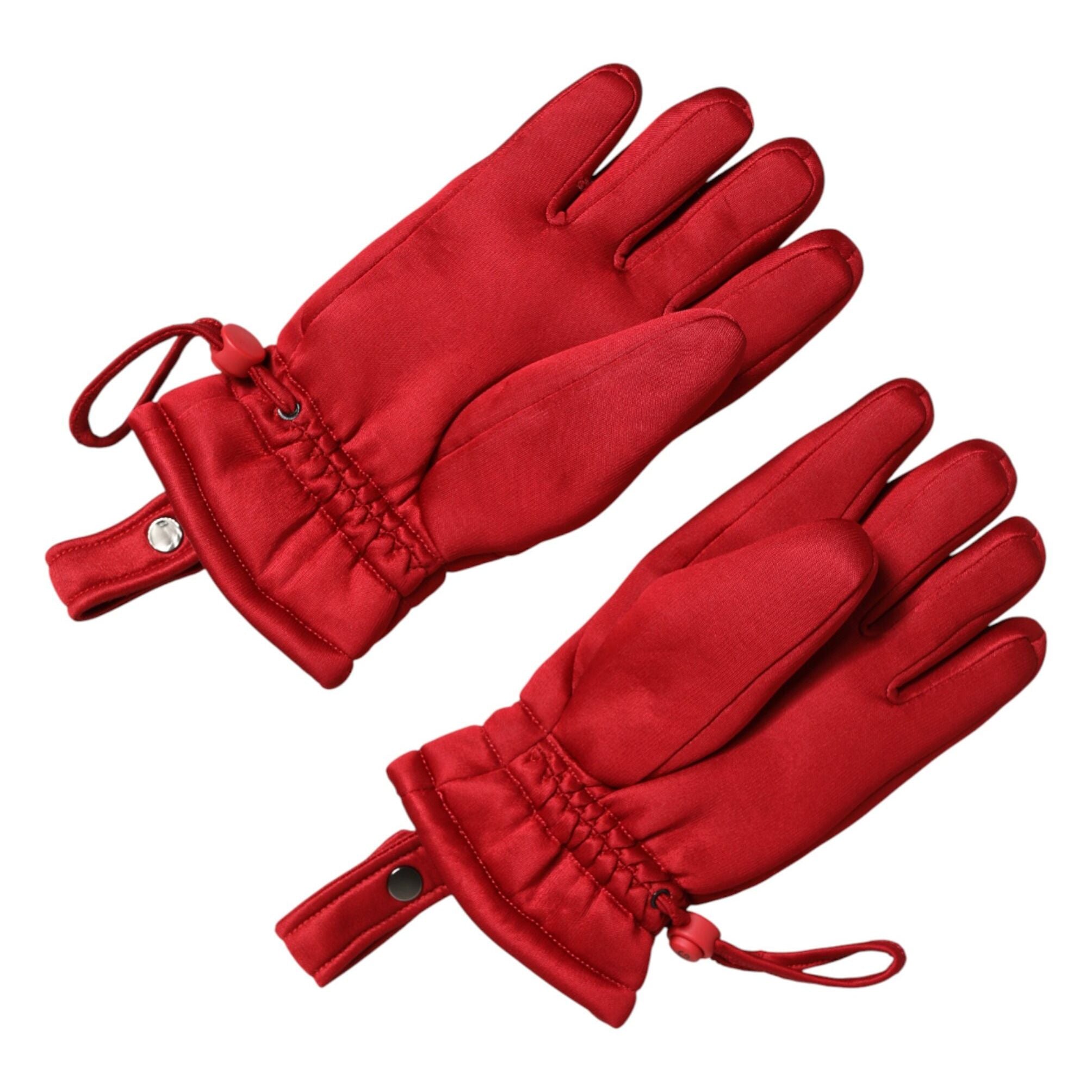 Dolce & Gabbana Red Viscose Motorcycle Biker Mitten Gloves