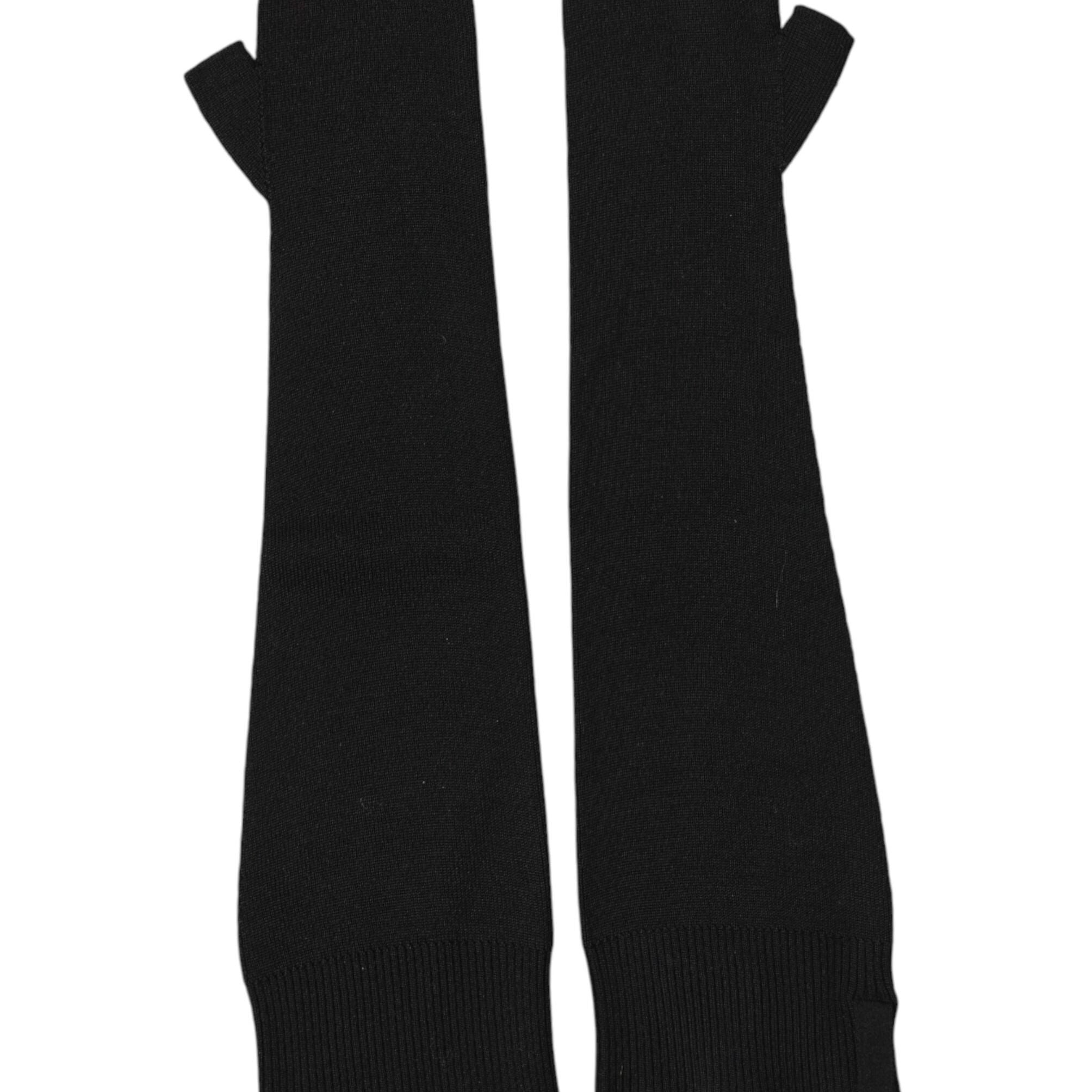 Dolce & Gabbana Black Virgin Wool Knitted Fingerless Men Gloves