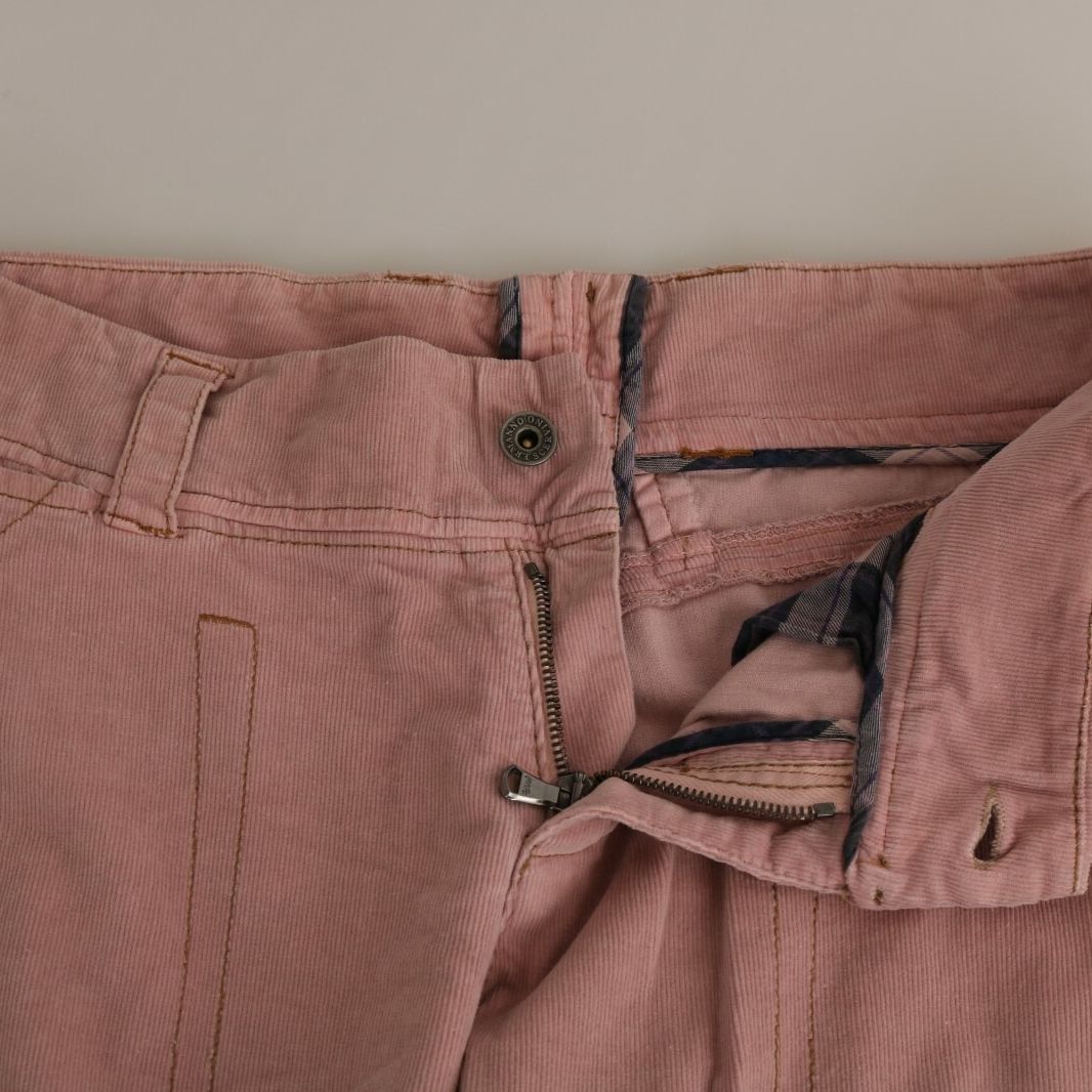 Ermanno Scervino Cotton Pink High Waist Straight Trouser Pants