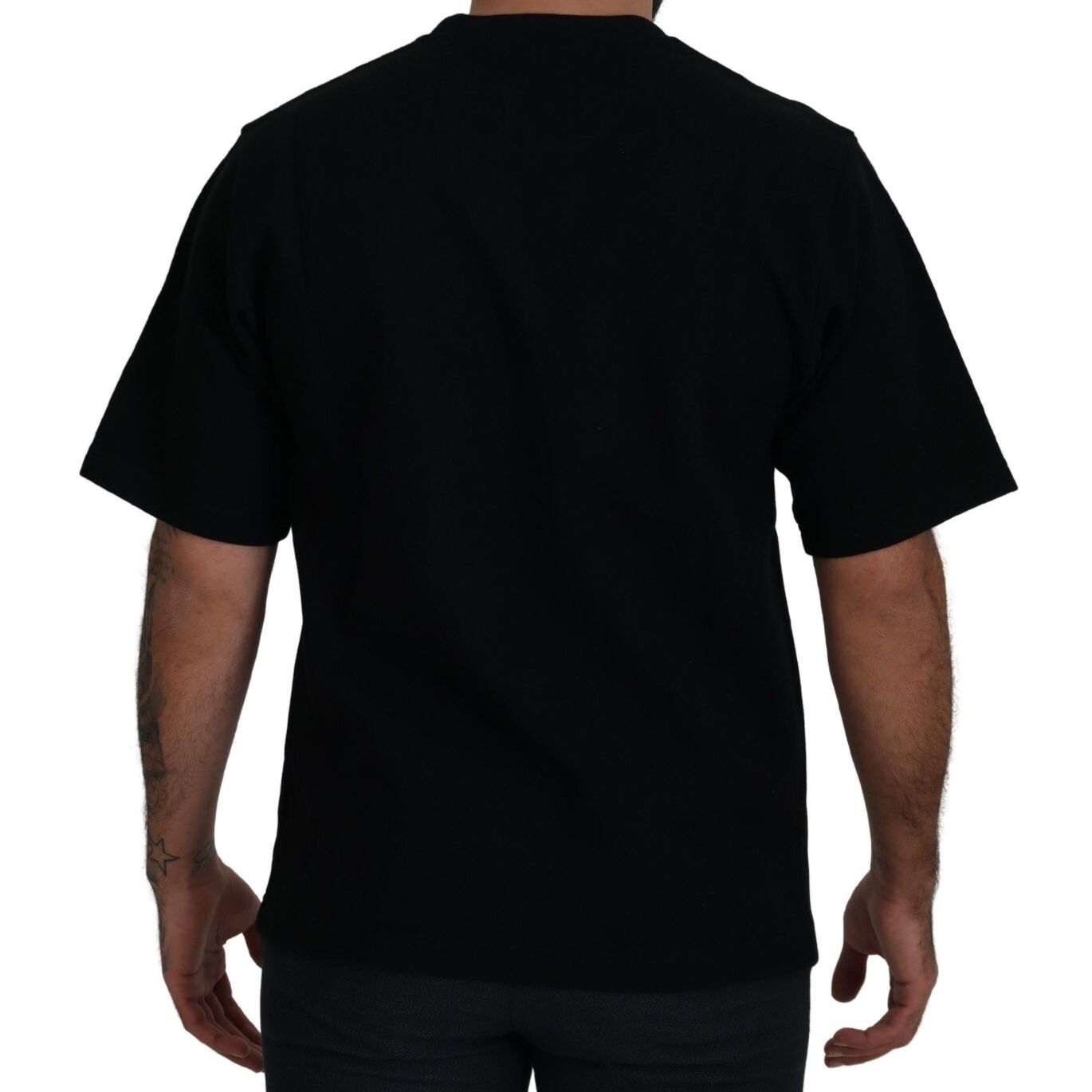 Dolce & Gabbana Cotton Black Printed Crewneck Tee T-shirt