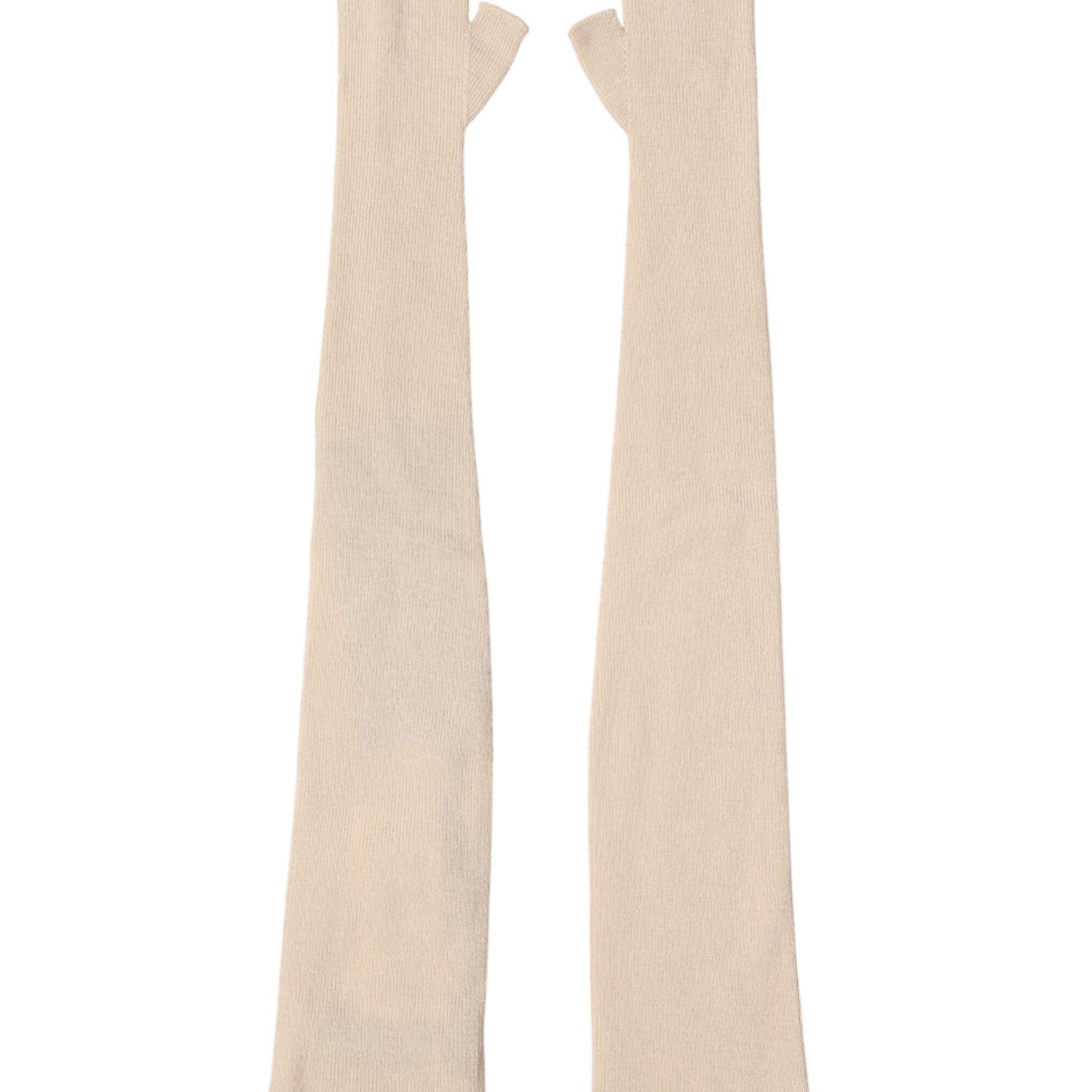 Dolce & Gabbana Beige Wool Fingerless Elbow Length Women Gloves