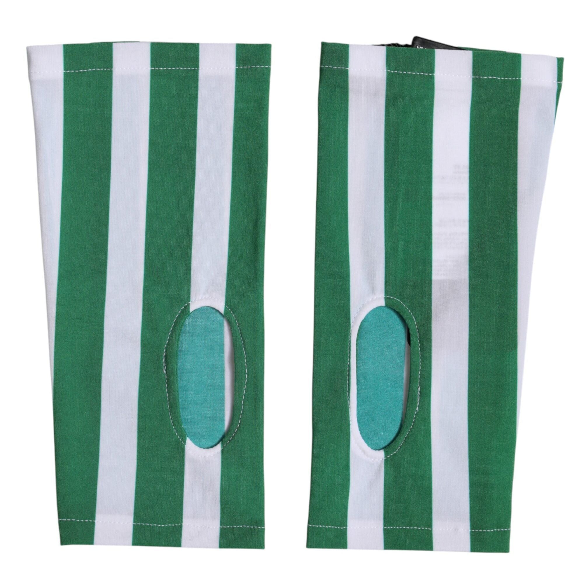 Dolce & Gabbana Green White Nylon Fingerless Wrist Length Gloves