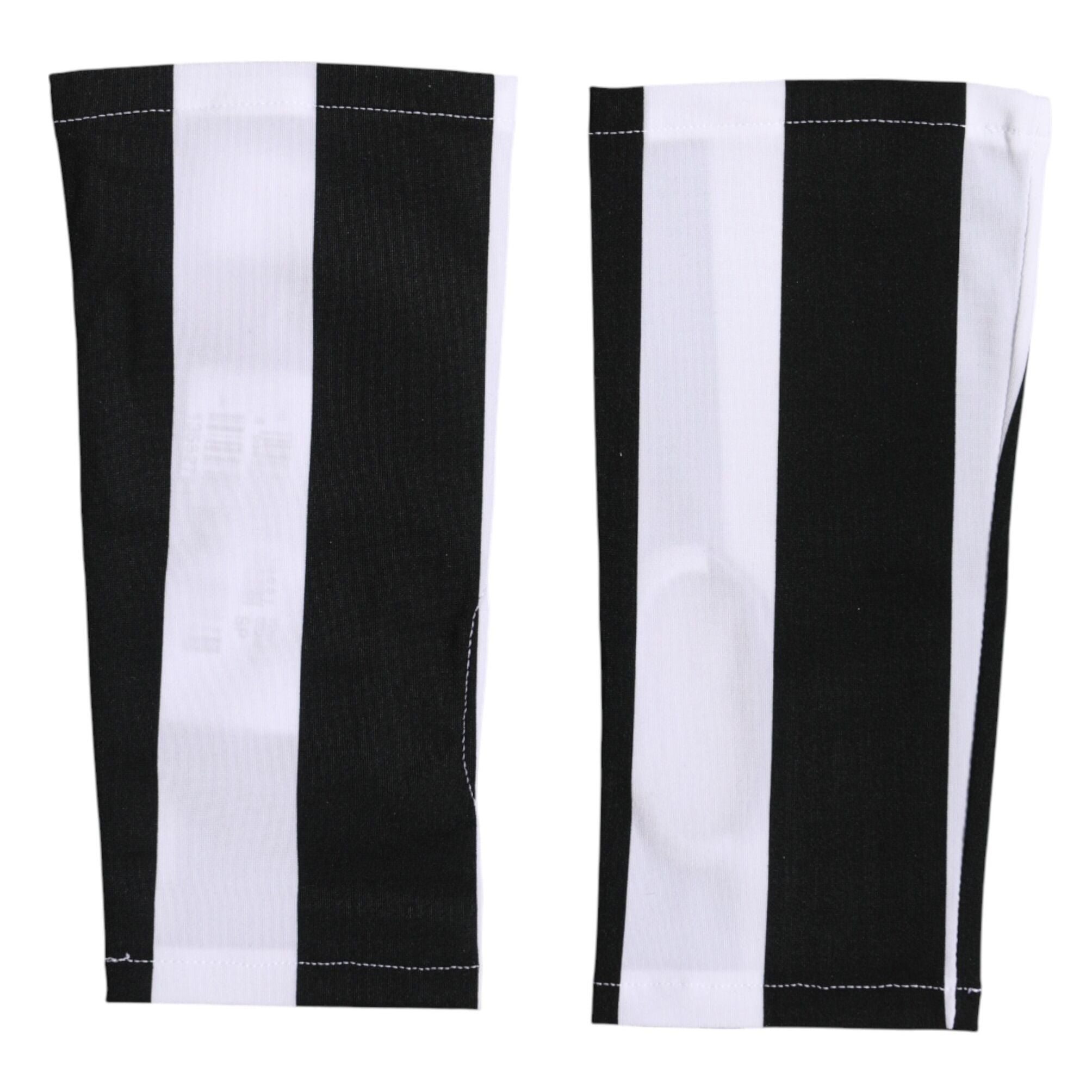 Dolce & Gabbana Black White Nylon Fingerless Wrist Length Gloves