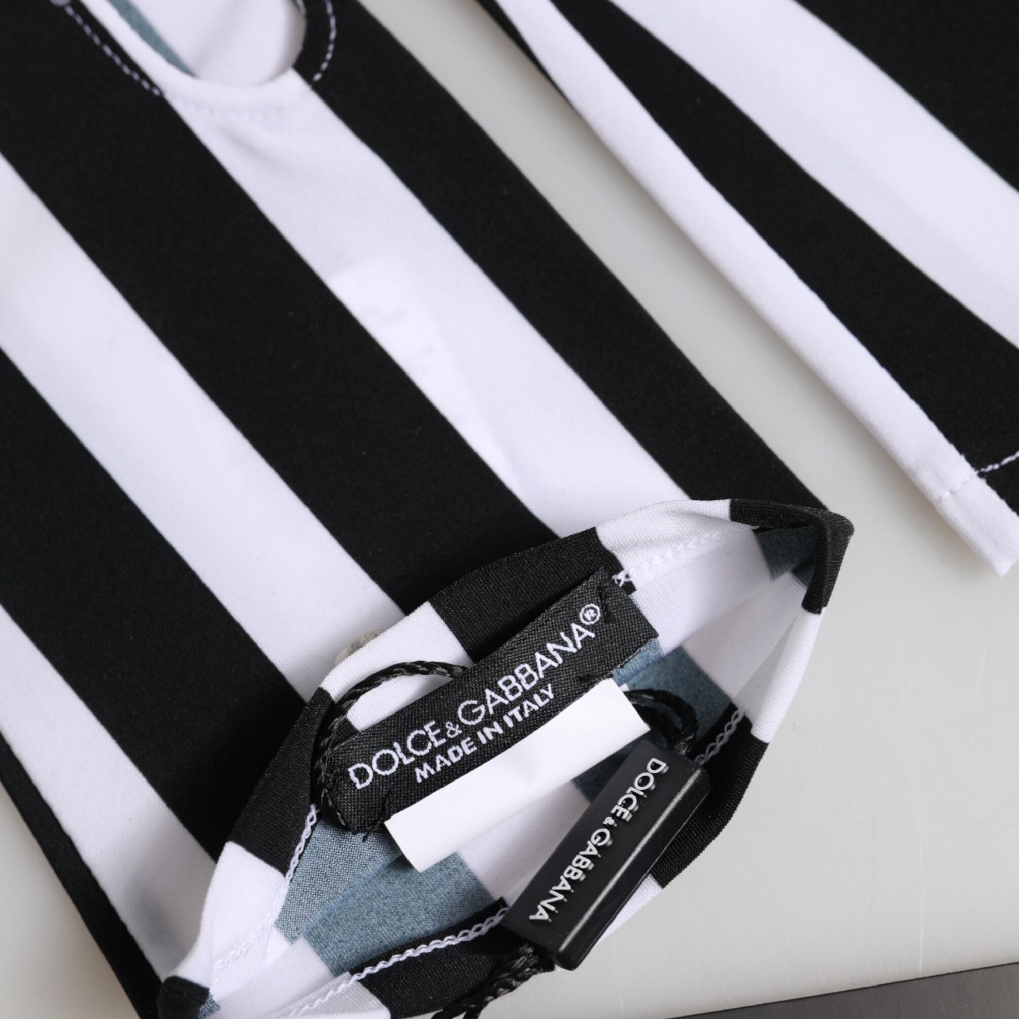 Dolce & Gabbana Black White Nylon Fingerless Wrist Length Gloves
