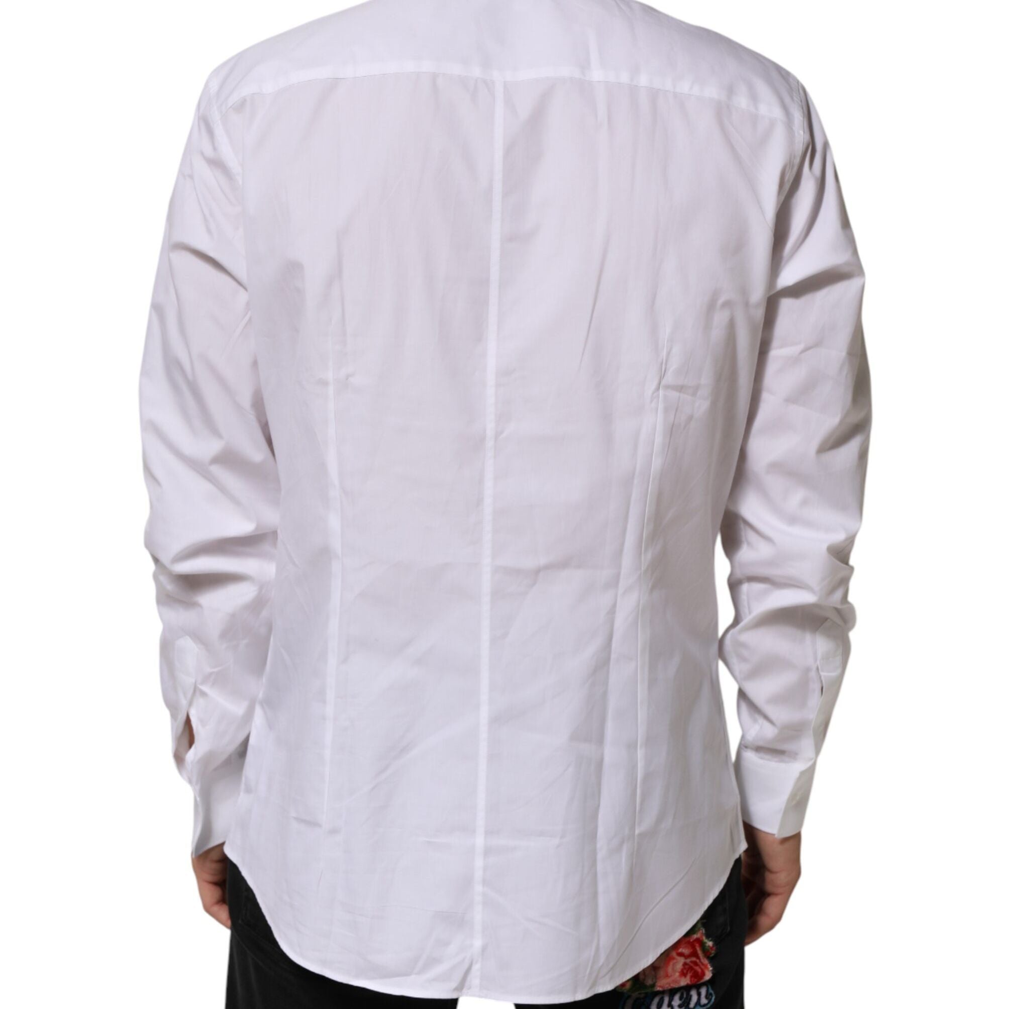 Dolce & Gabbana White Cotton Collared Long Sleeve Men Dress Shirt