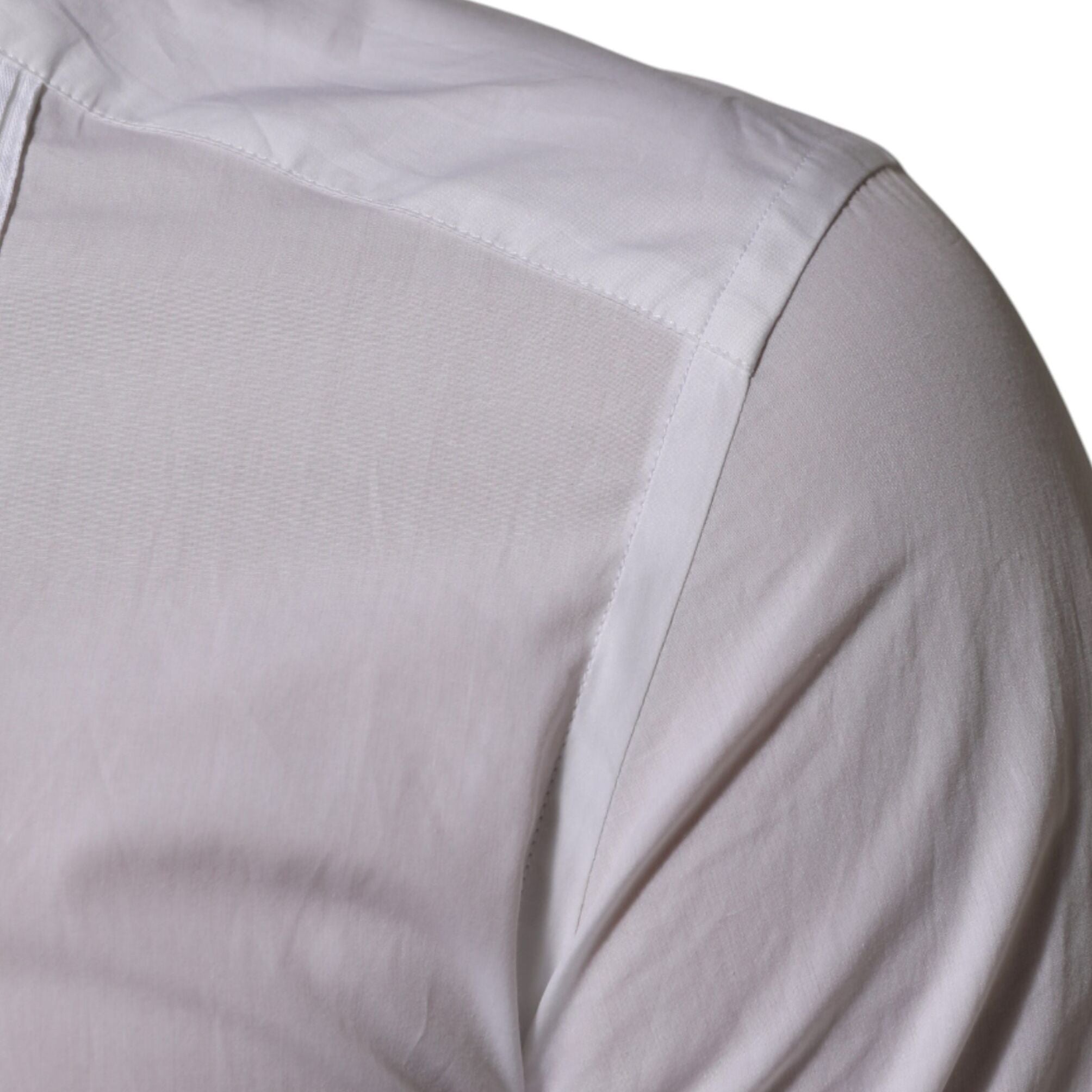 Dolce & Gabbana White Cotton Collared Long Sleeve GOLD Dress Shirt