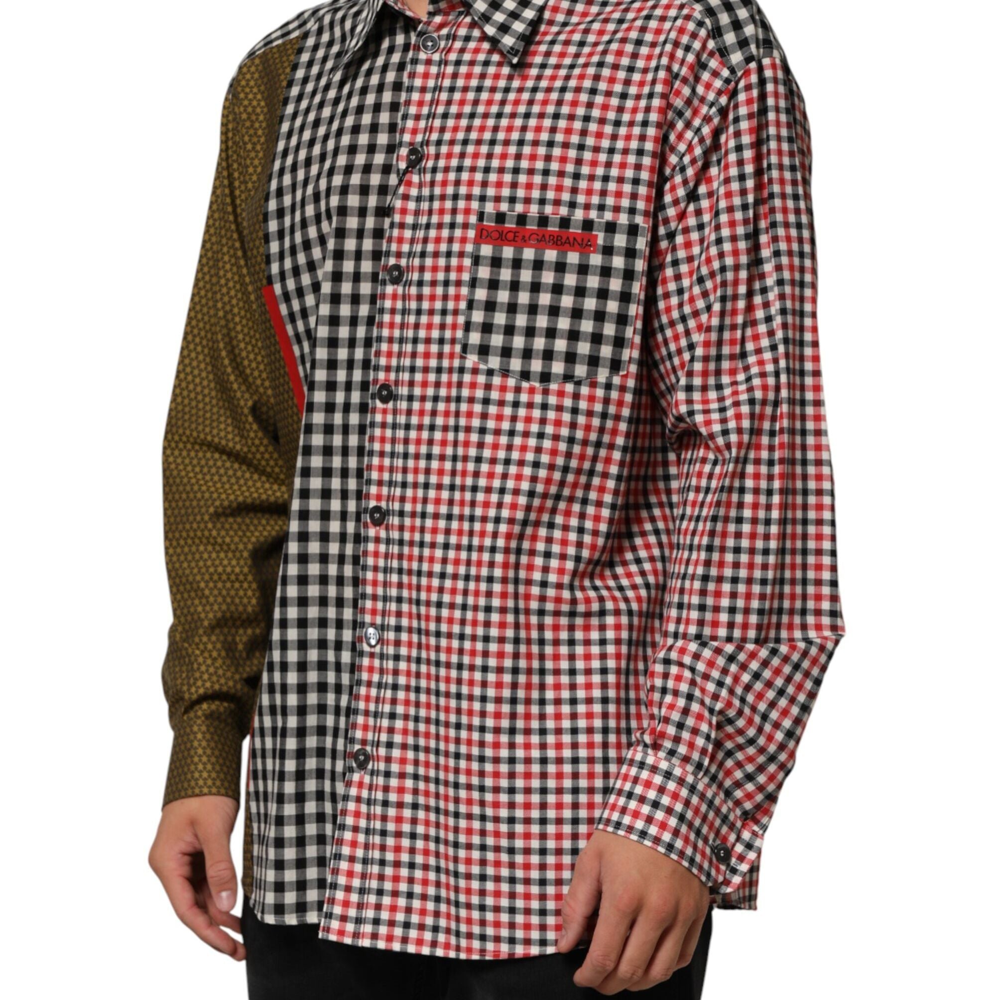 Dolce & Gabbana Multicolor Cotton Collared Checkered Shirt