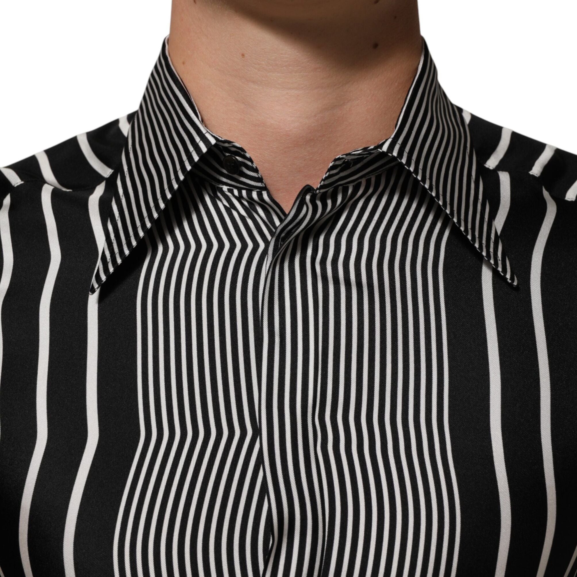 Dolce & Gabbana Black White Stripes Men MARTINI Dress Shirt