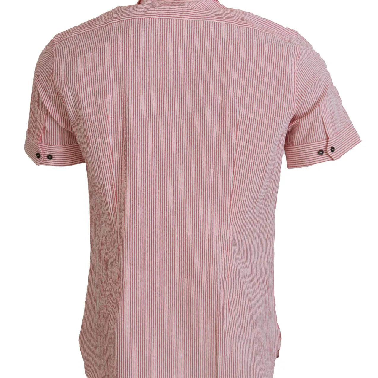 Dolce & Gabbana Red White Striped Cotton Short Sleeve Shirt