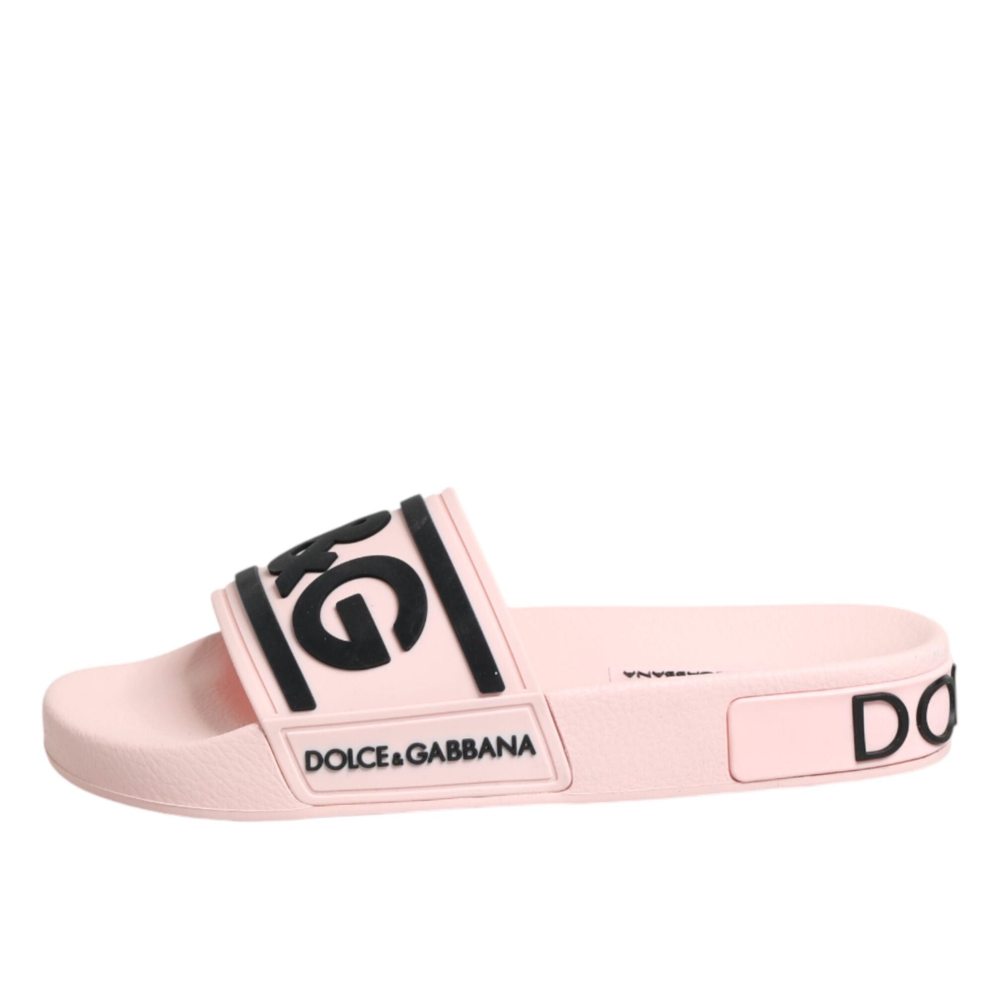 Dolce & Gabbana Pink Rubber Slides Sandals Beachwear Shoes