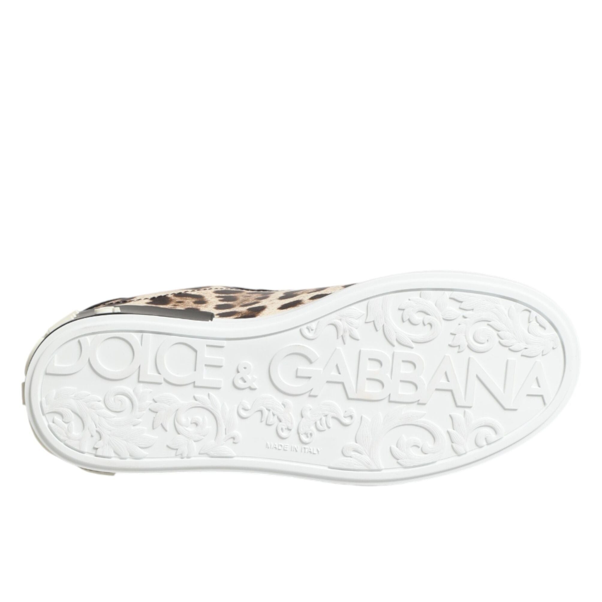 Dolce & Gabbana Brown Leather Leopard Low Top Sneakers Shoes
