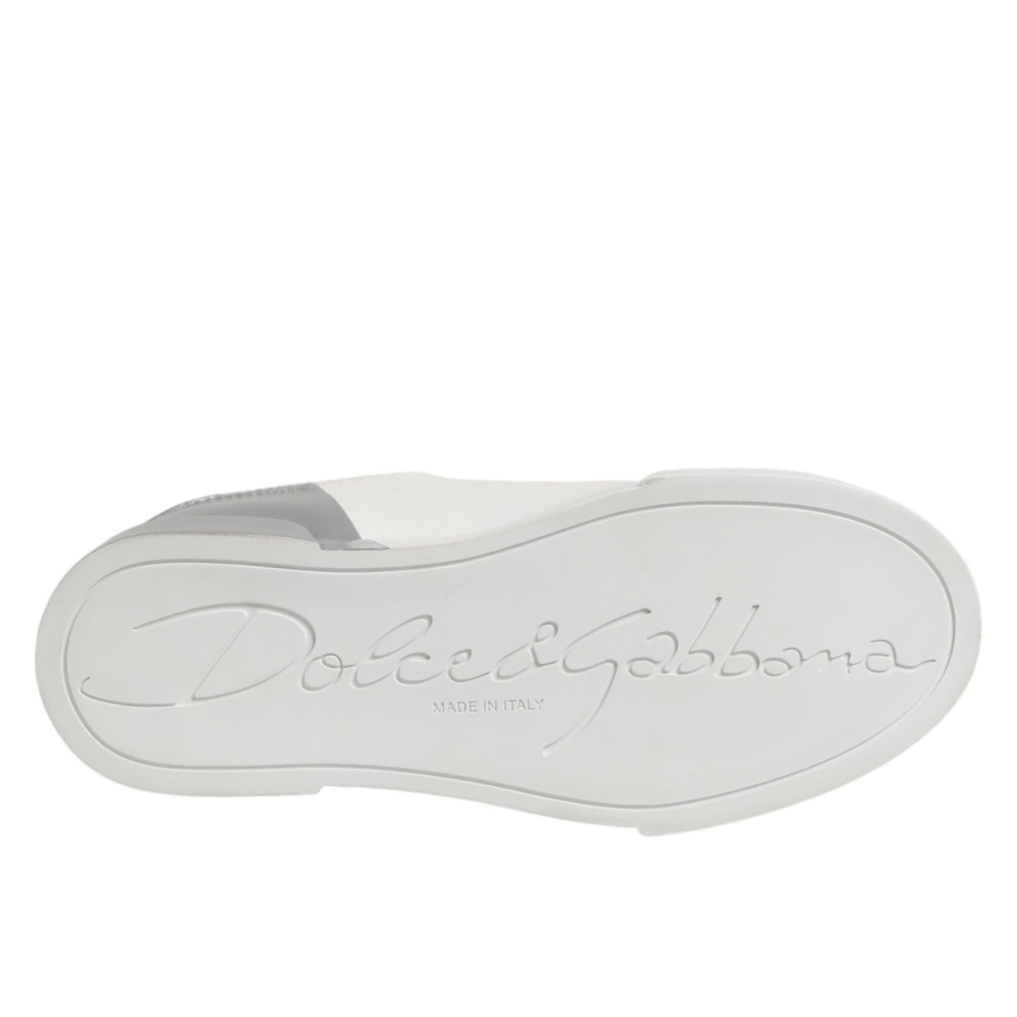 Dolce & Gabbana White Gray Low Top Leather Sneaker Shoes
