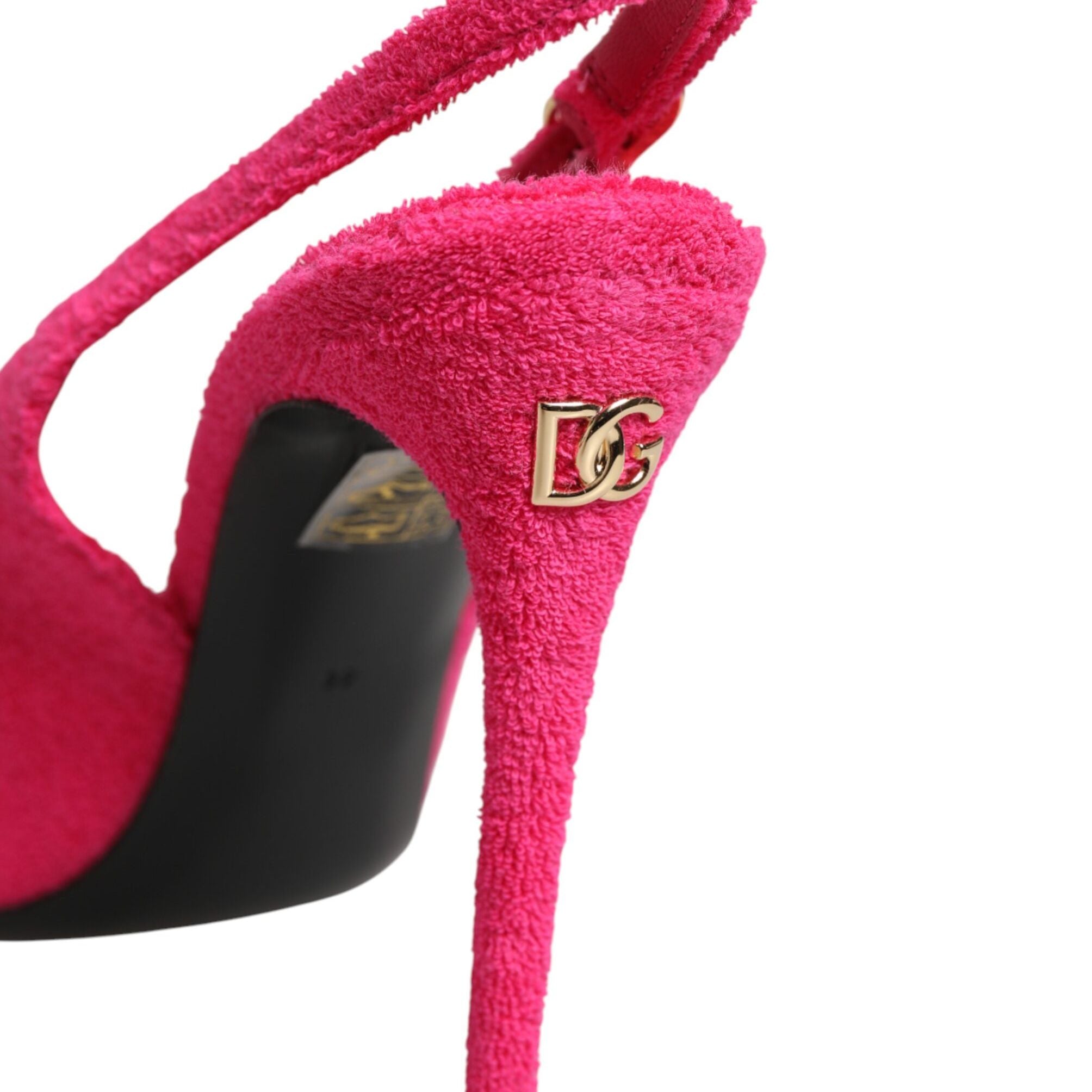 Dolce & Gabbana Pink Terry Cloth High Heels Slingback Shoes