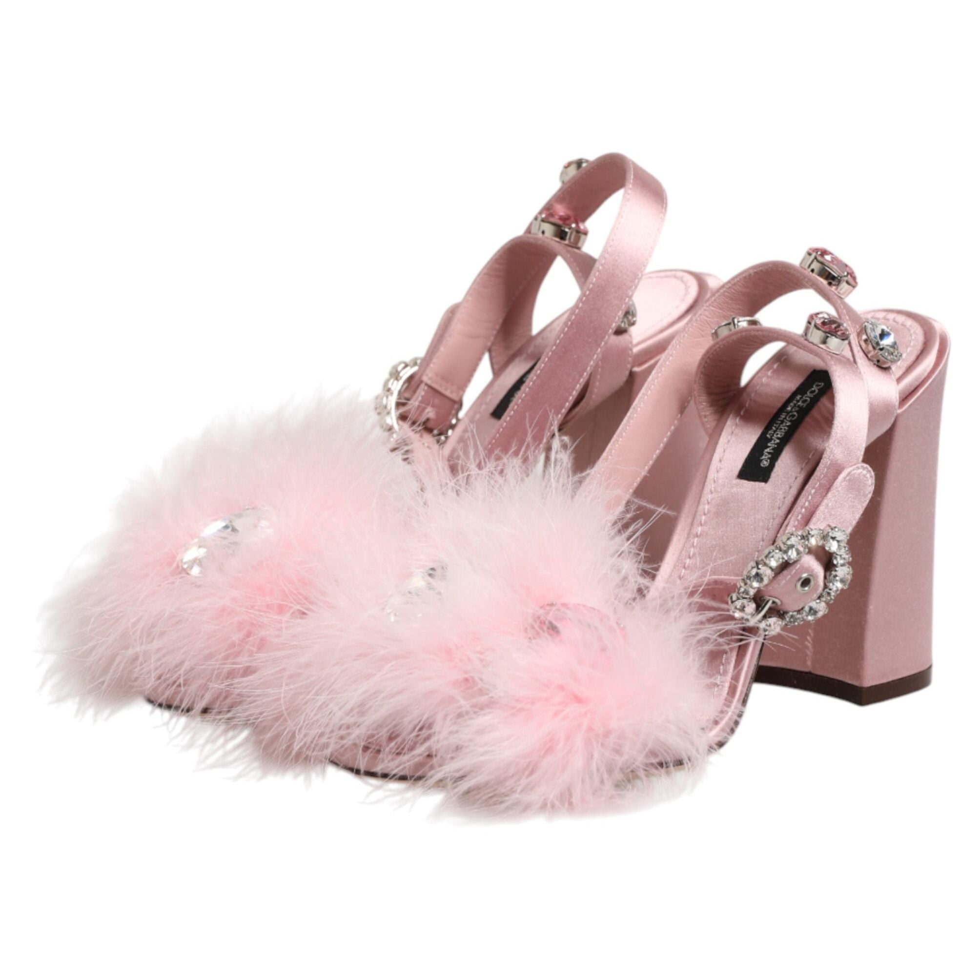 Dolce & Gabbana Pink Sequined Ankle Strap Sandals Shoes