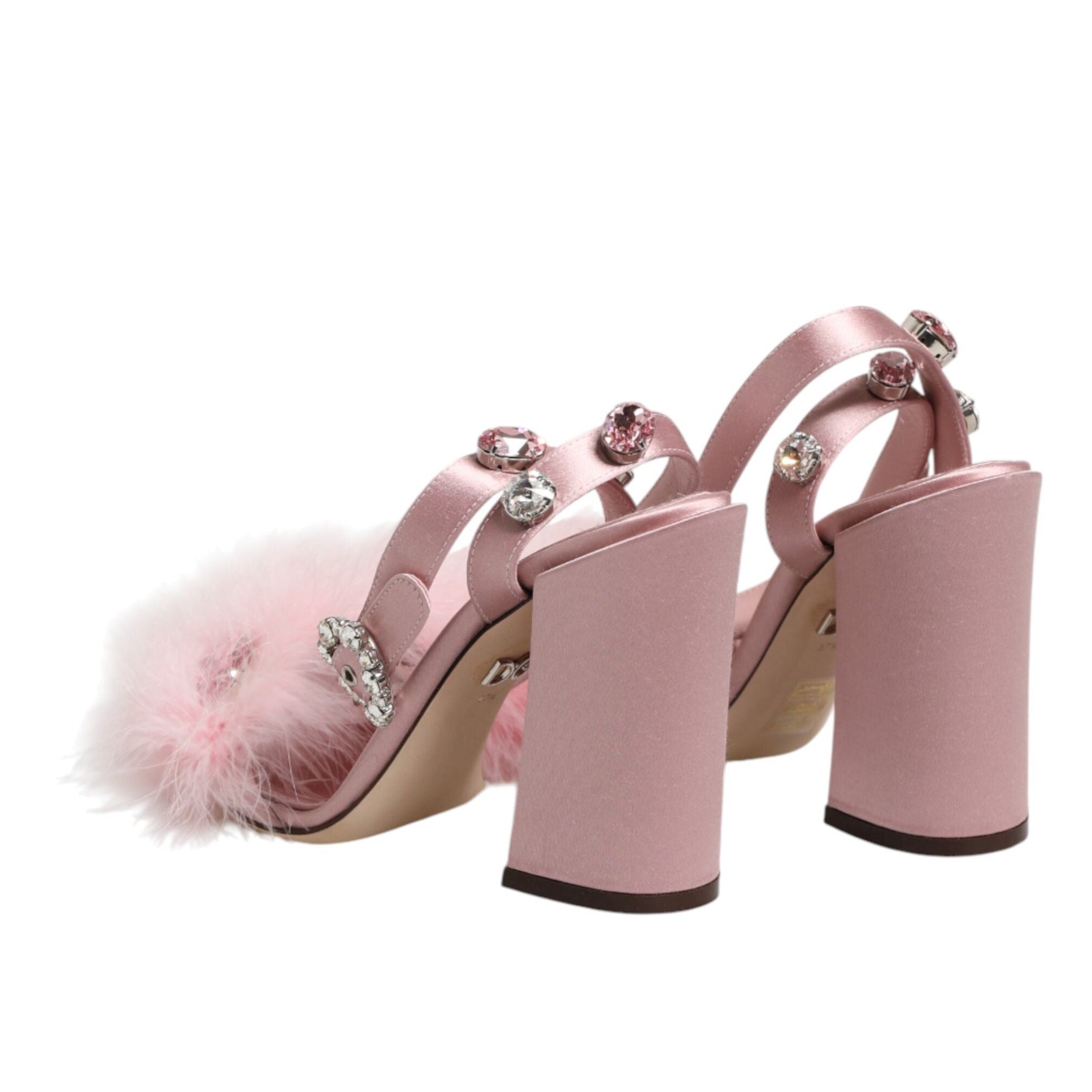Dolce & Gabbana Pink Sequined Ankle Strap Sandals Shoes