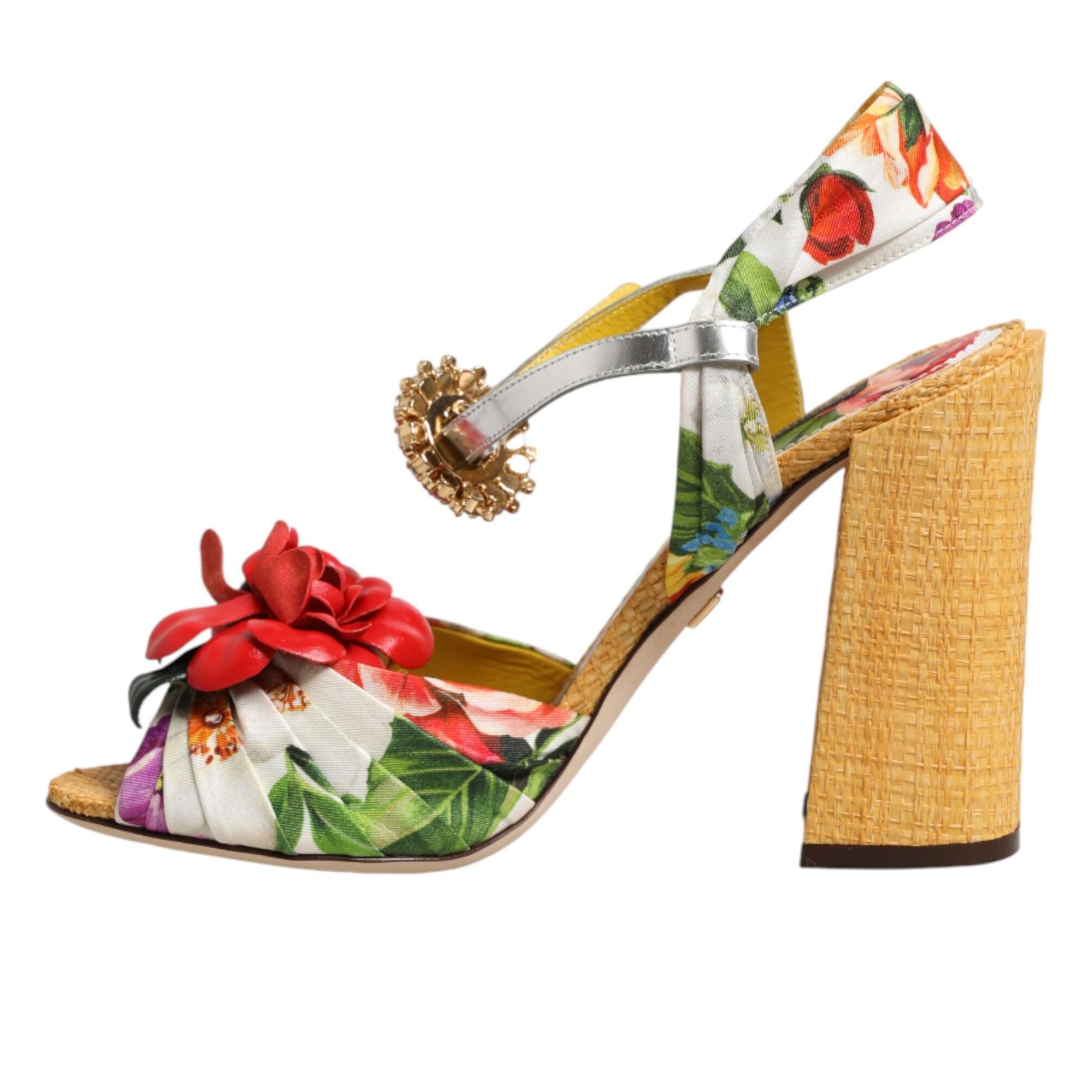 Dolce & Gabbana Multicolor Floral Crystal Embellished Sandals Shoes