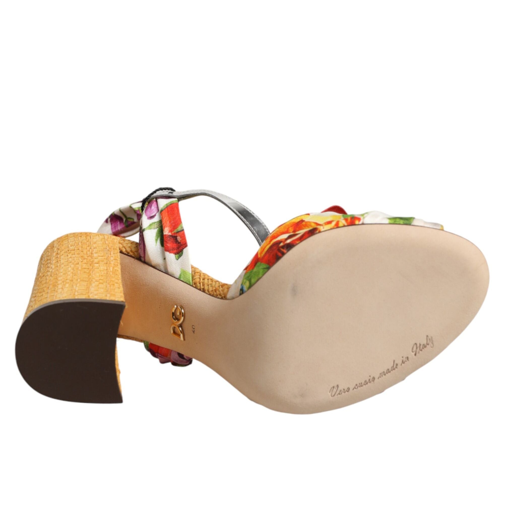 Dolce & Gabbana Multicolor Floral Crystal Embellished Sandals Shoes