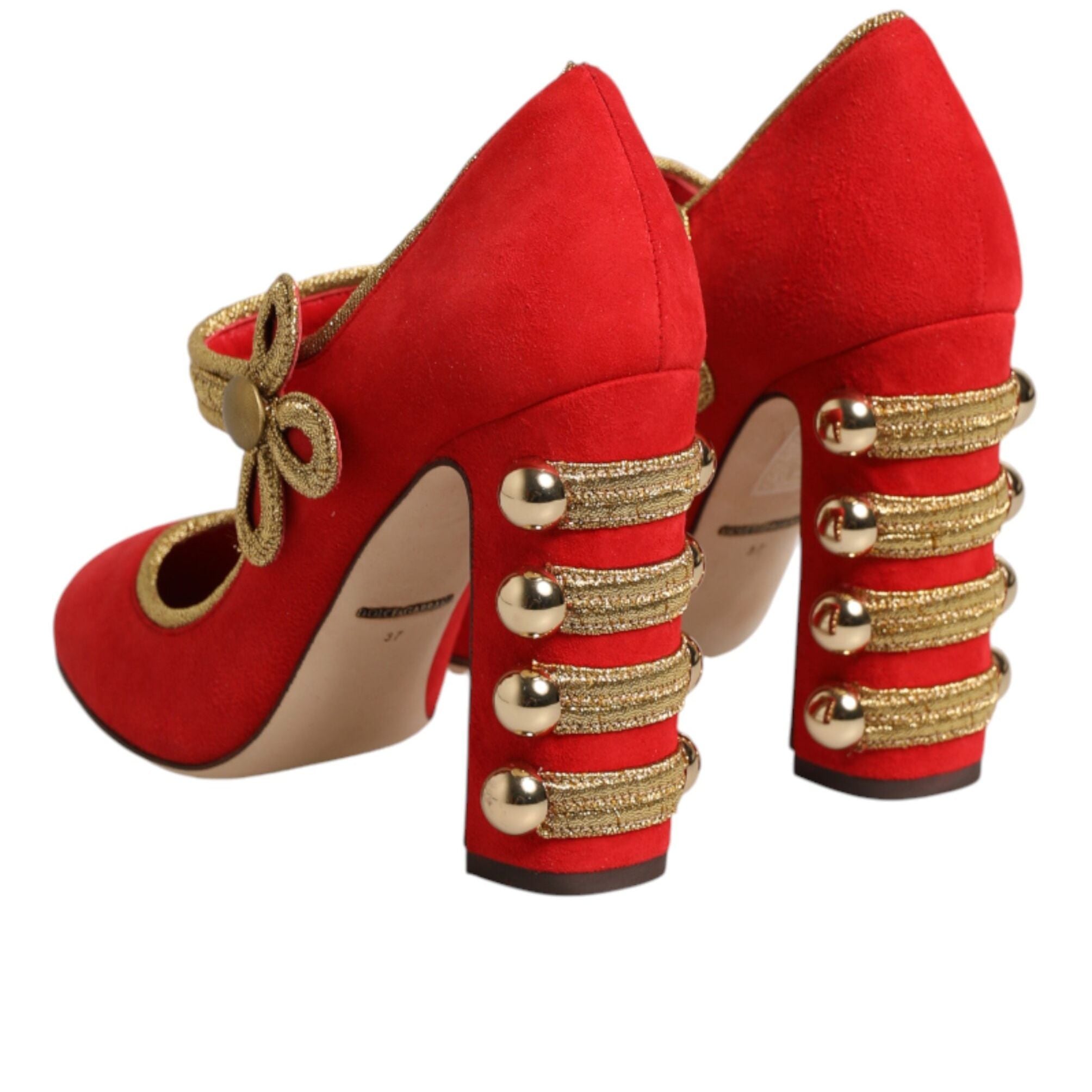 Dolce & Gabbana Red Embellished MARY JANES Pumps Shoes