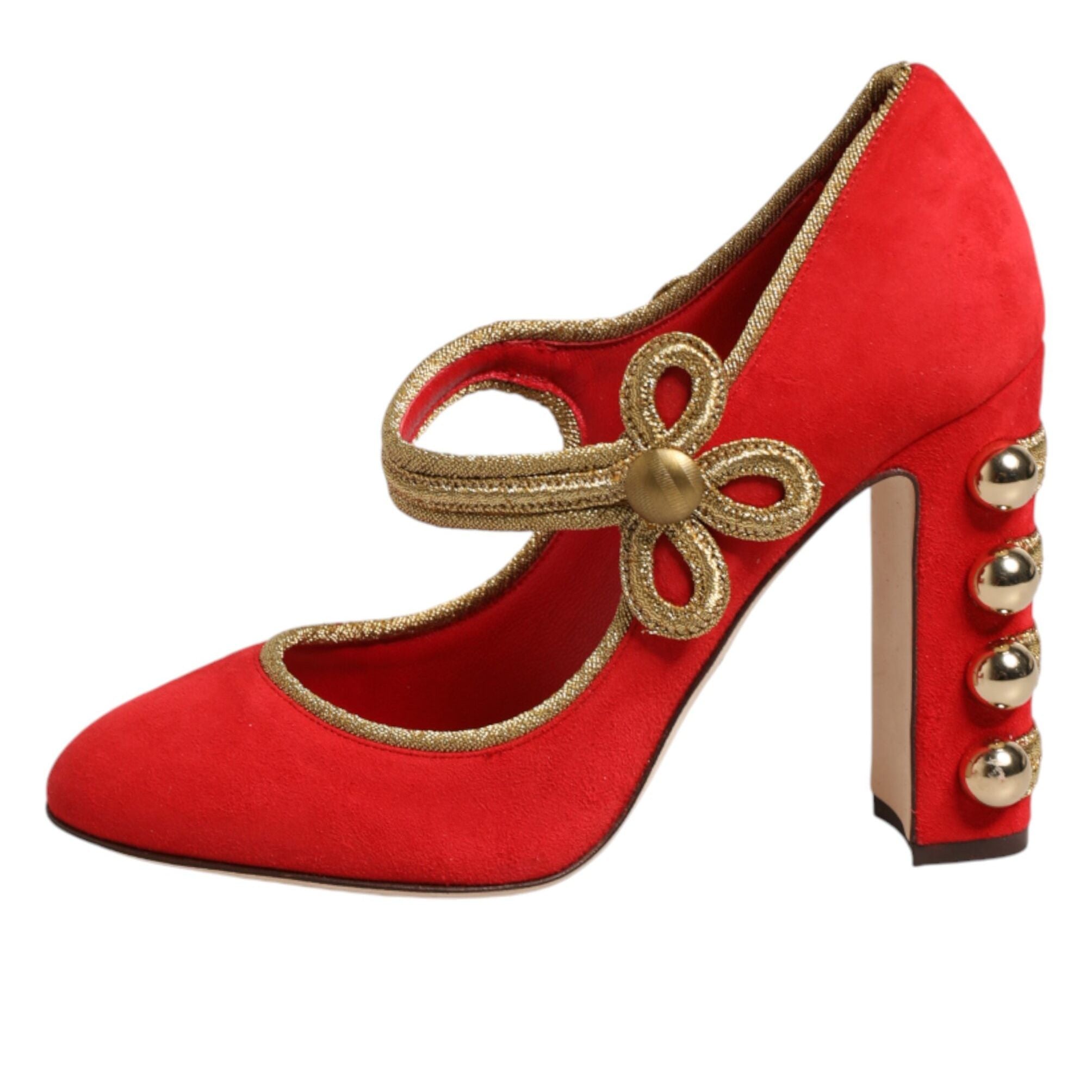 Dolce & Gabbana Red Embellished MARY JANES Pumps Shoes